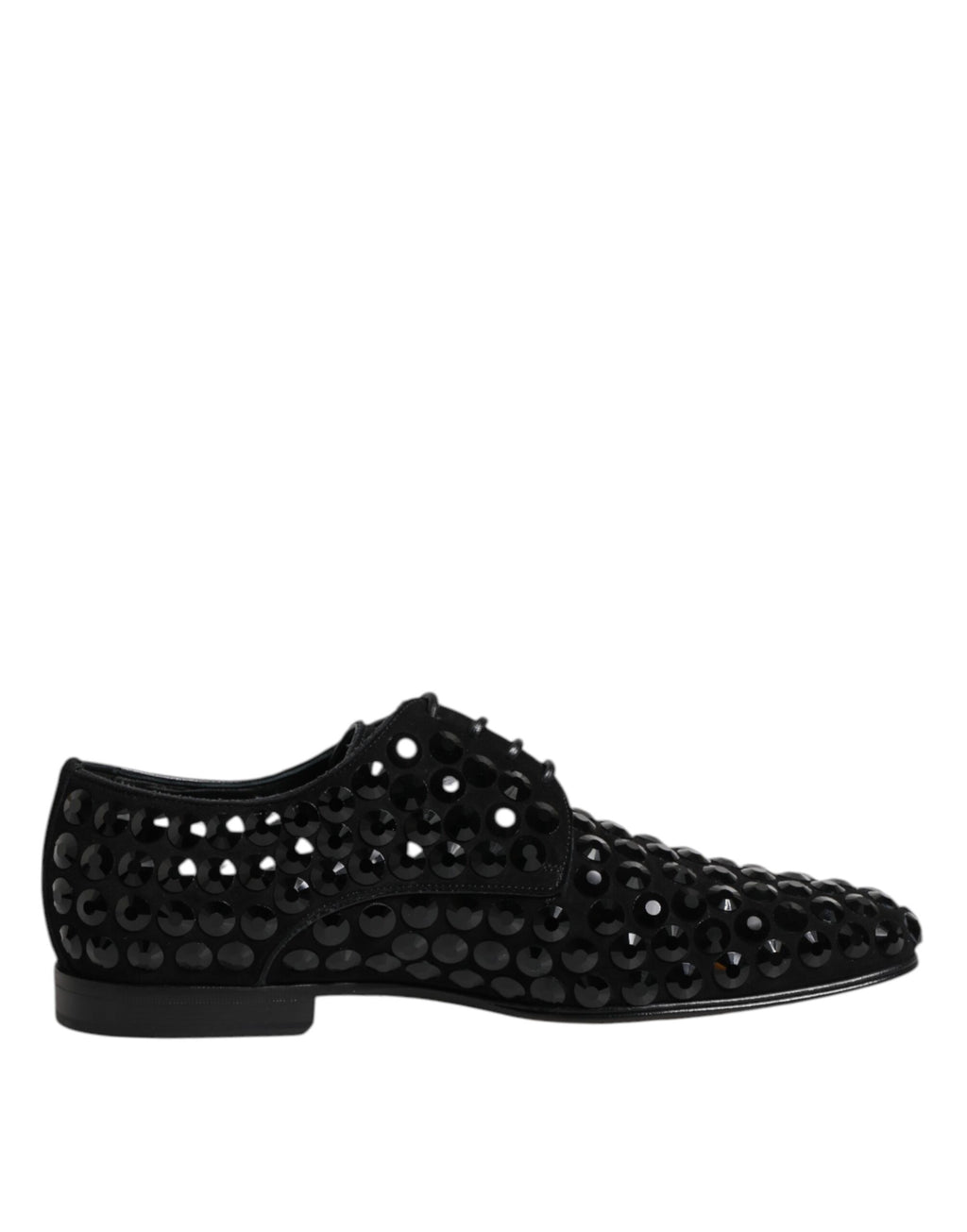 Black Suede Strass Derby Formal Shoes