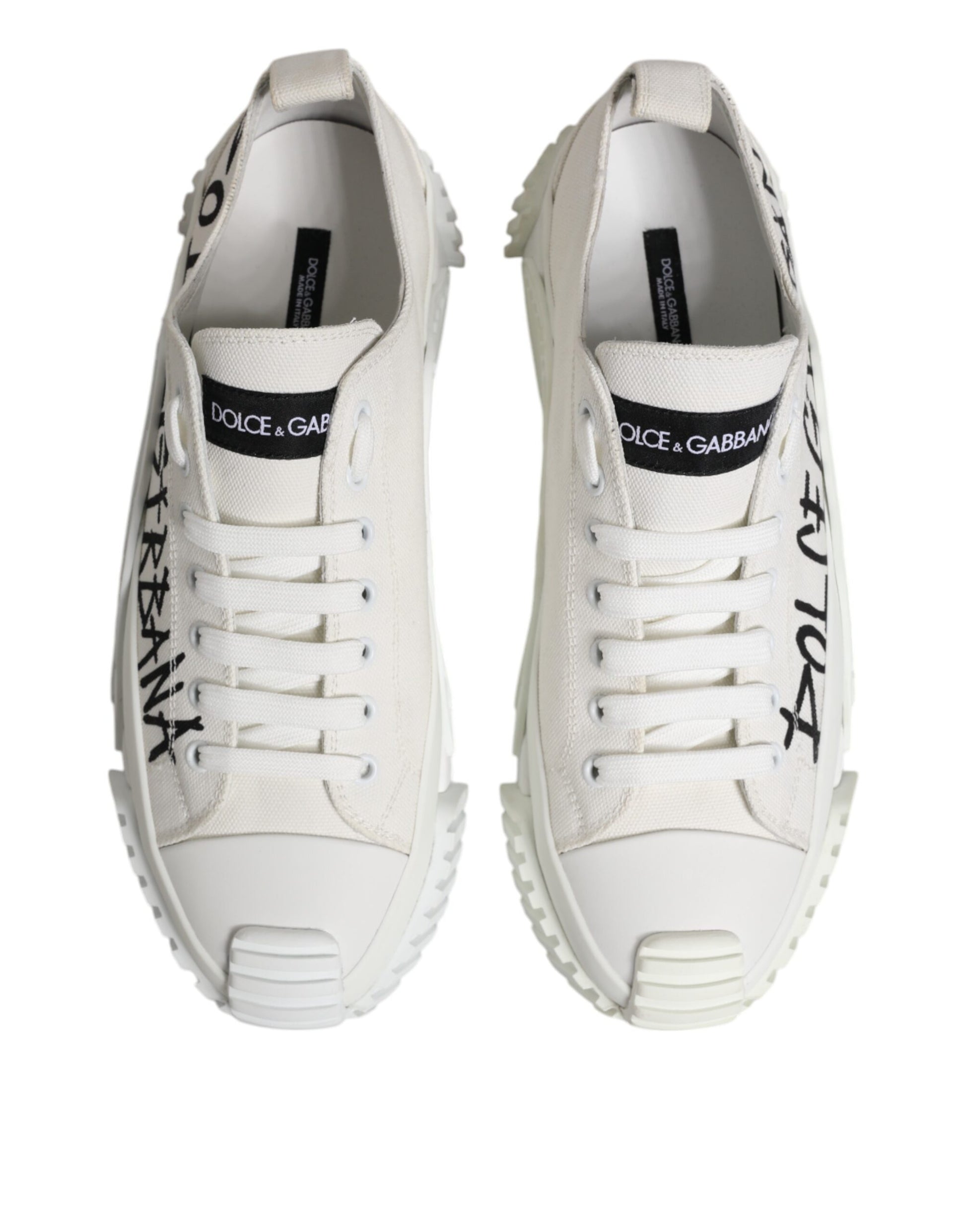 White Logo Print Lace Up Low Top Sneakers Shoes