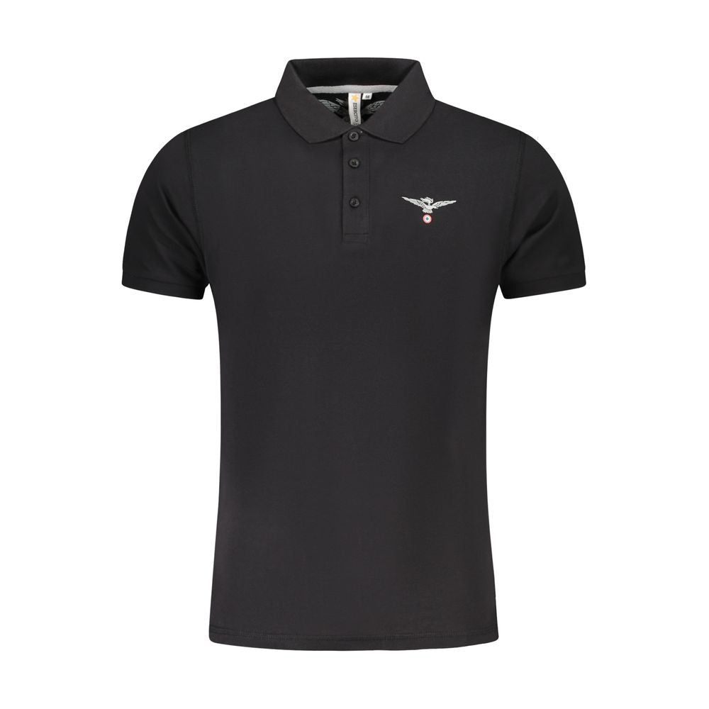 Black Cotton Men Polo