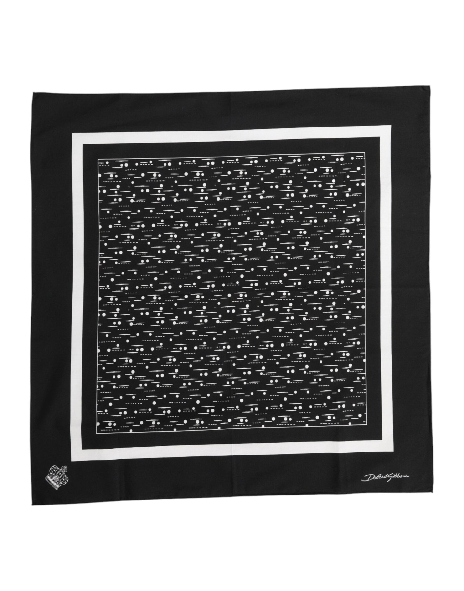 Black White Printed Square Foulard Scarf
