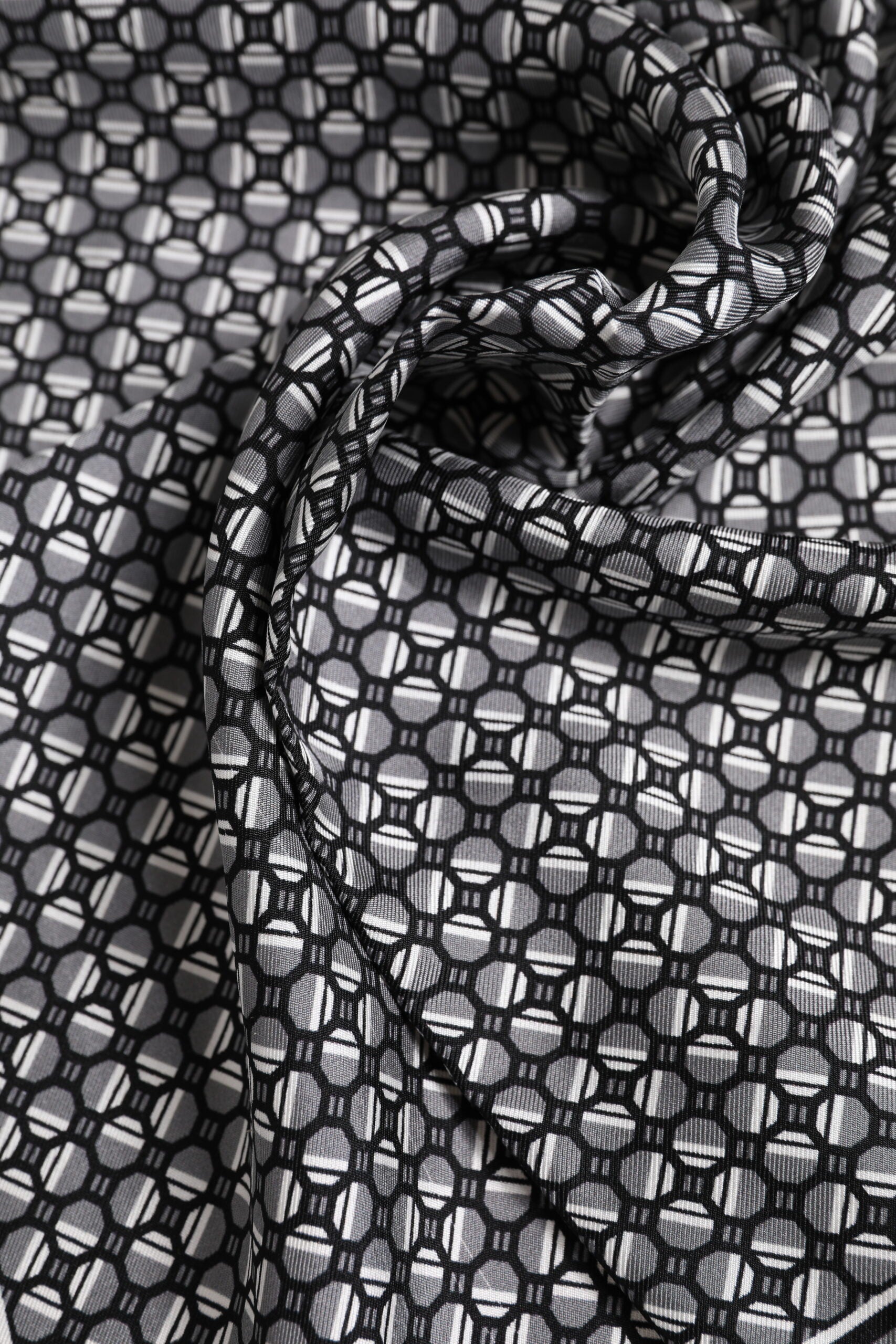 Black White Patterned Square Foulard Scarf