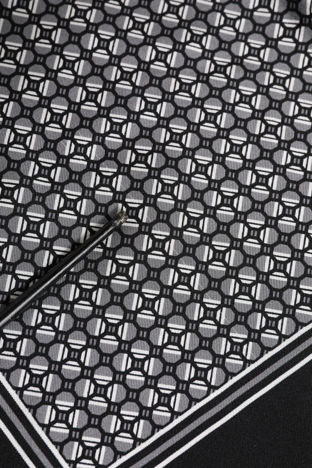 Black White Patterned Square Foulard Scarf