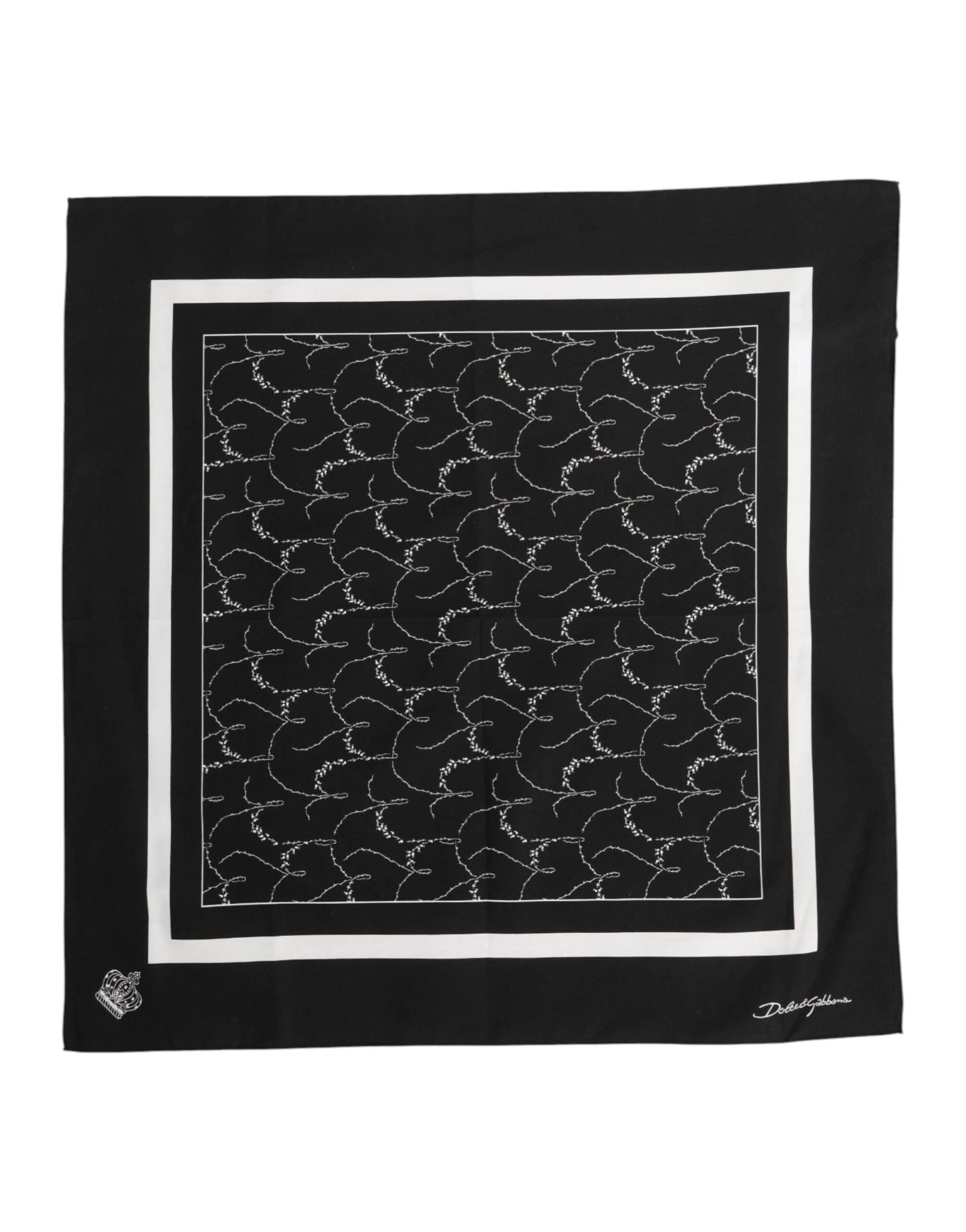 Black White Printed Square Foulard Scarf