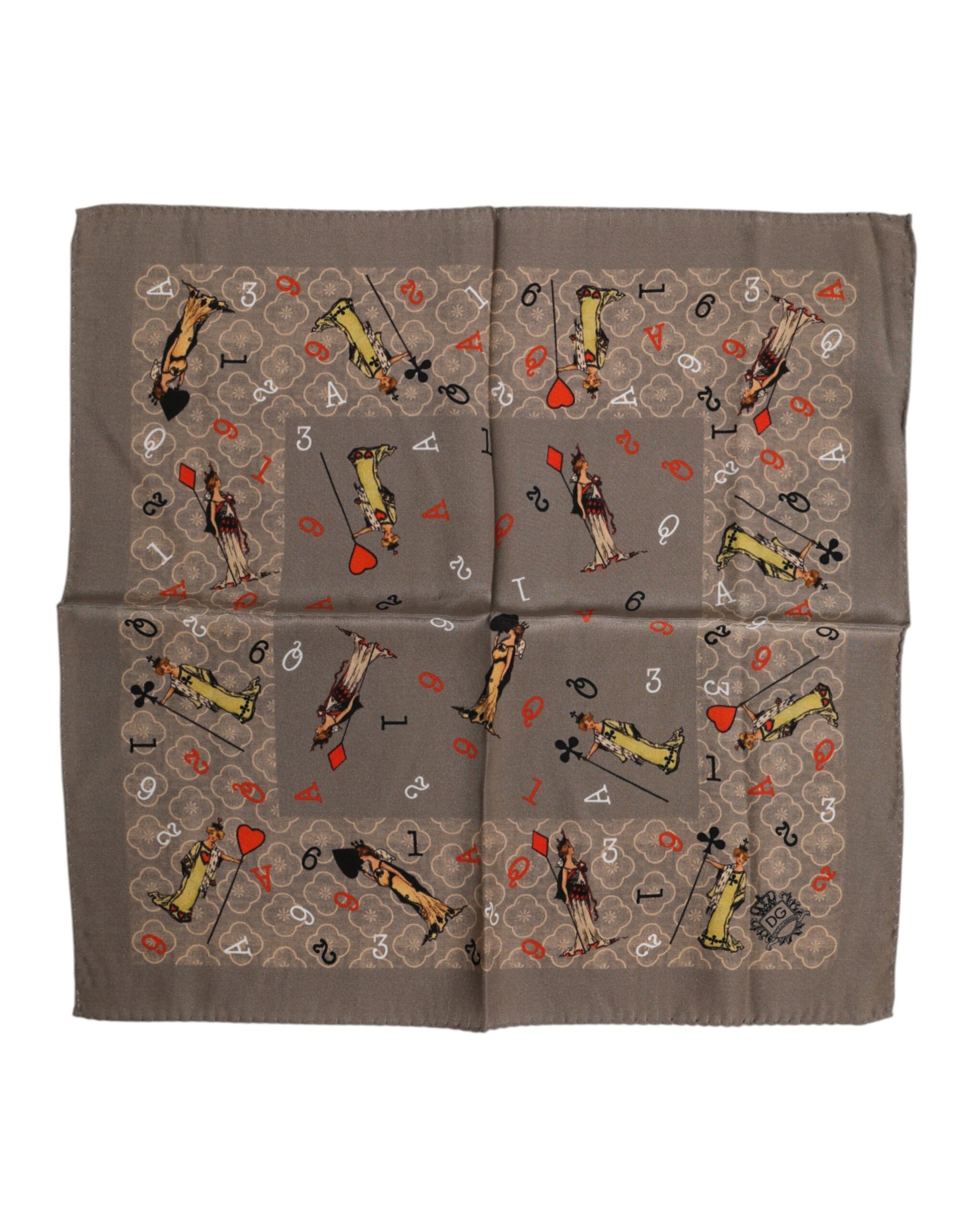 Brown Silk Printed Square Men Foulard Scarf