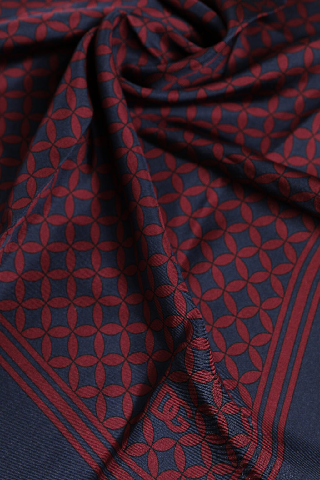 Red Blue Printed Silk Square Men Foulard Scarf