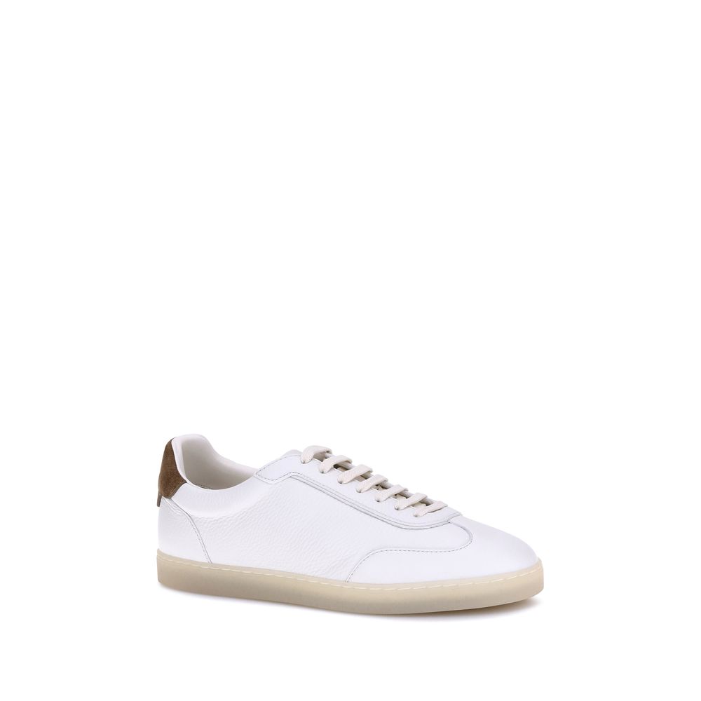 White Calf Leather Bos Taurus Low Top Sneakers