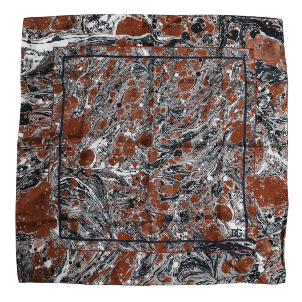 Multicolor Marble Silk Square Foulard Scarf