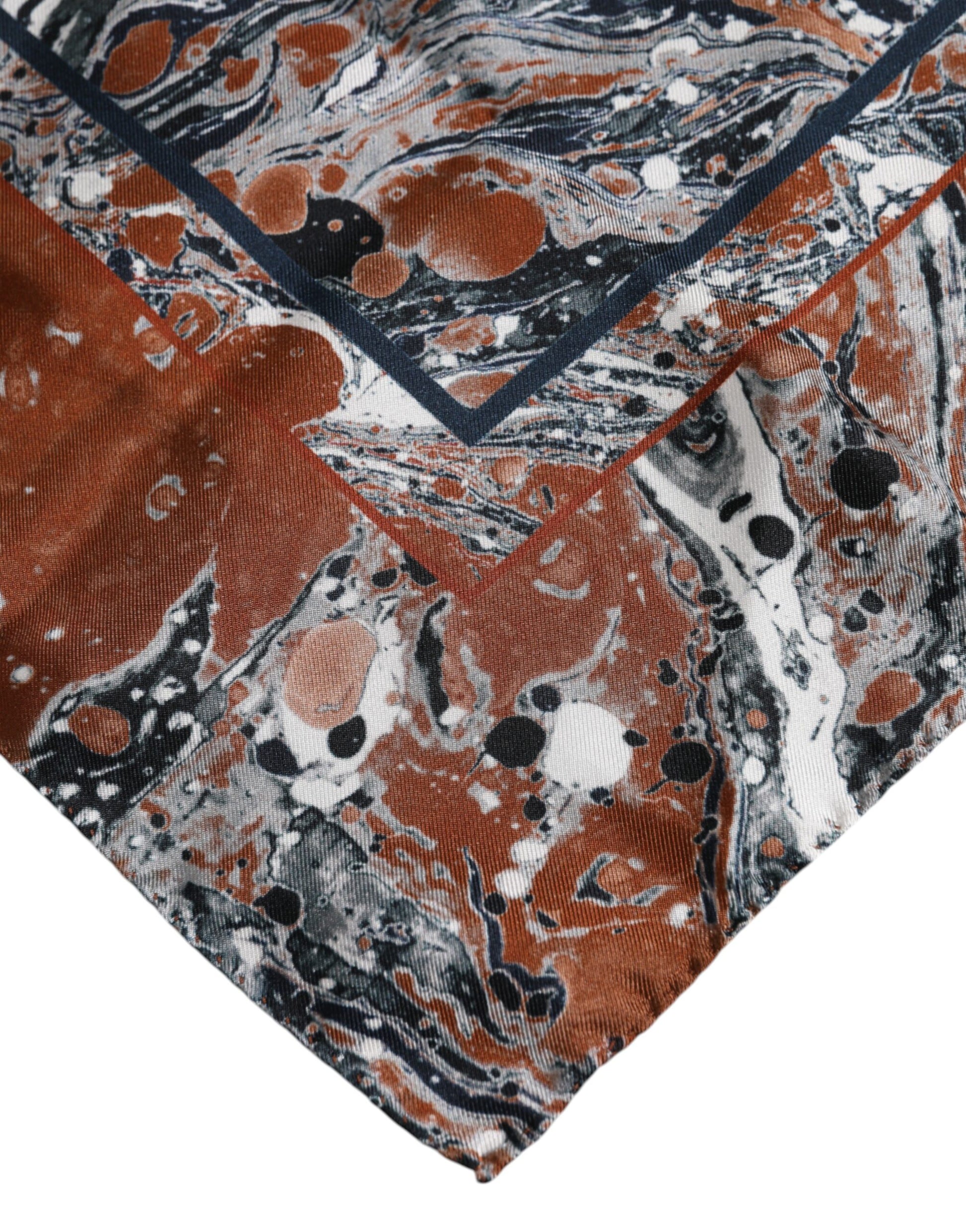Multicolor Marble Silk Square Foulard Scarf