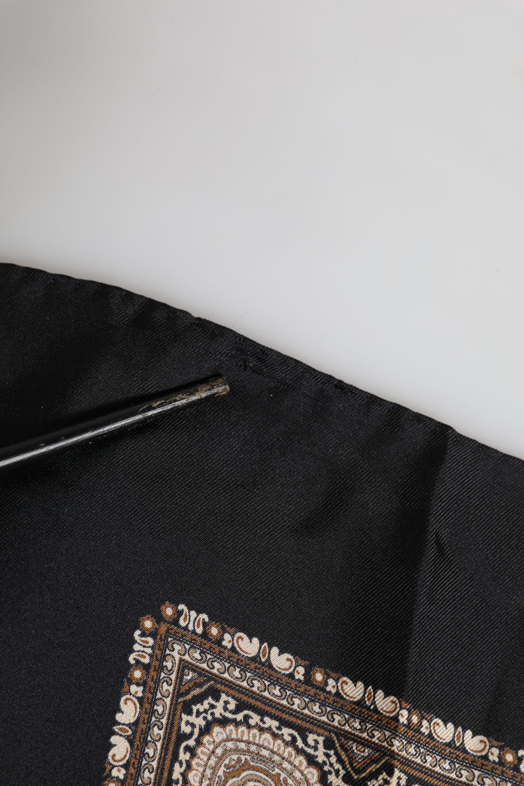 Black Brown Patterned Square Foulard Scarf