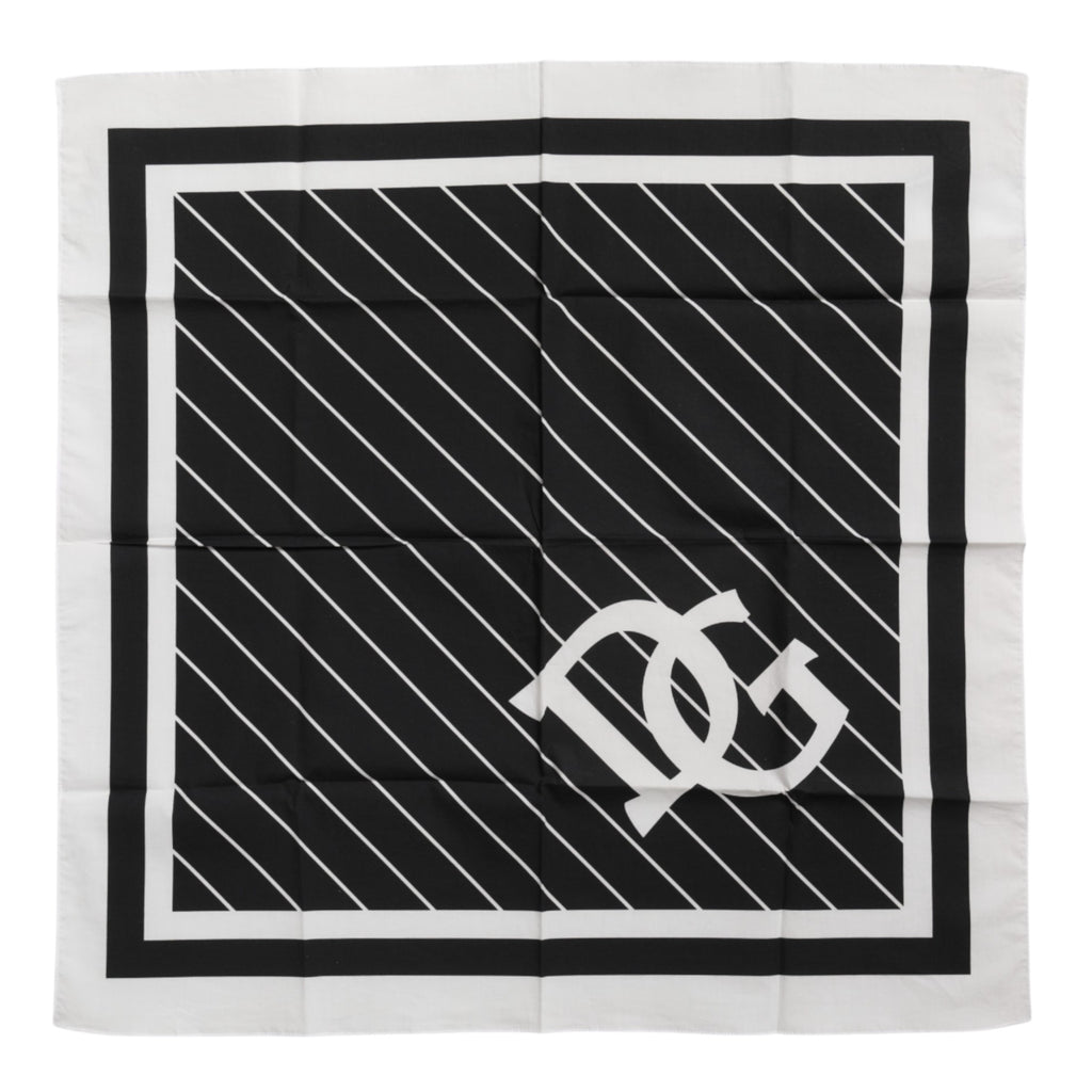 Black White DG Logo Square Men Foulard Scarf
