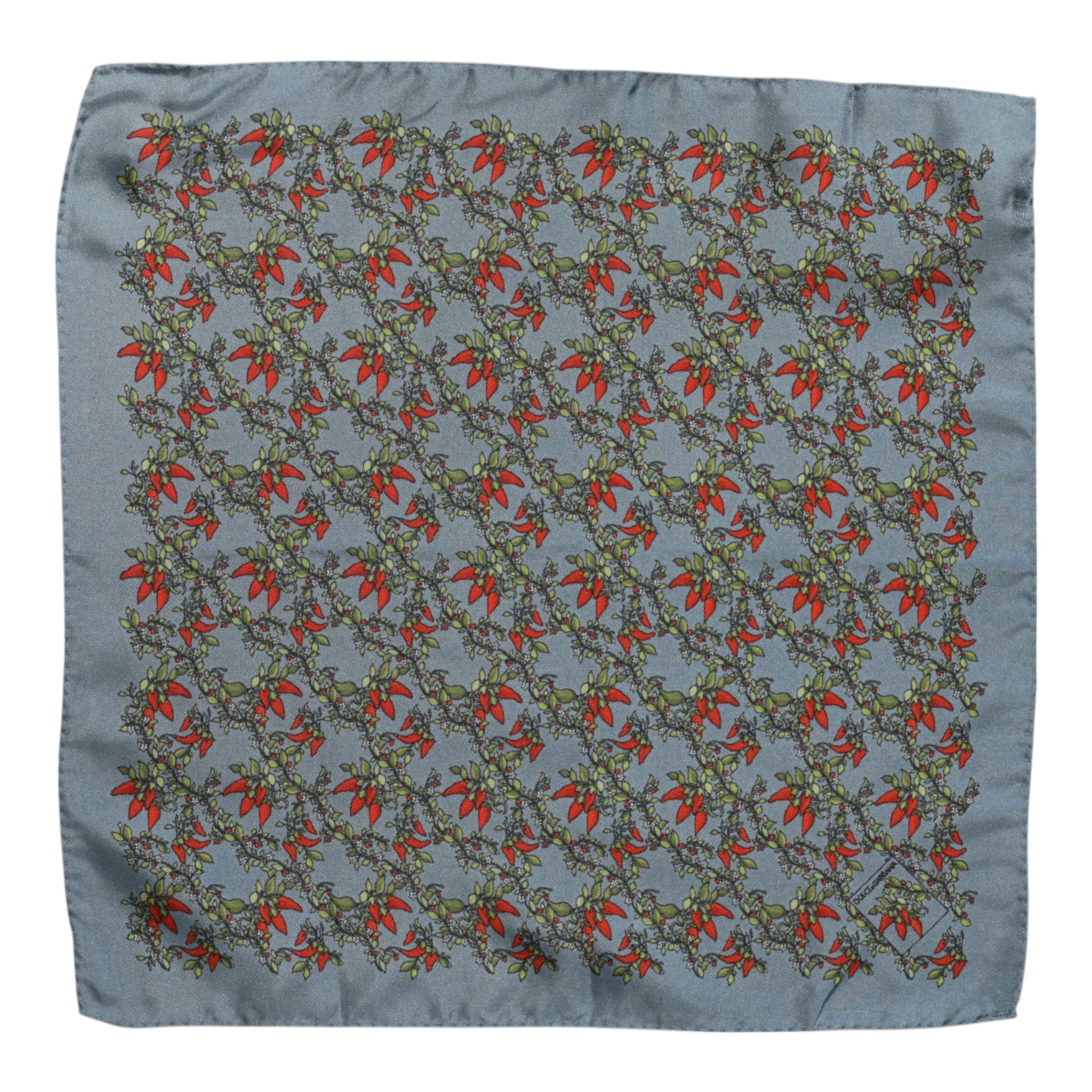 Gray Chilis Silk Square Men Foulard Scarf