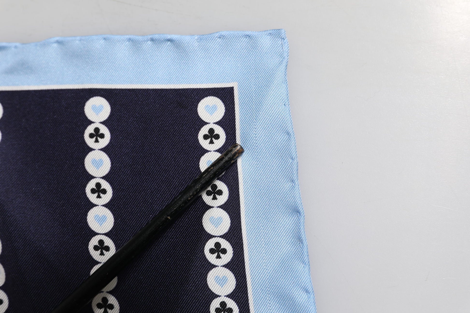 Blue Printed Silk Square Men Foulard Scarf