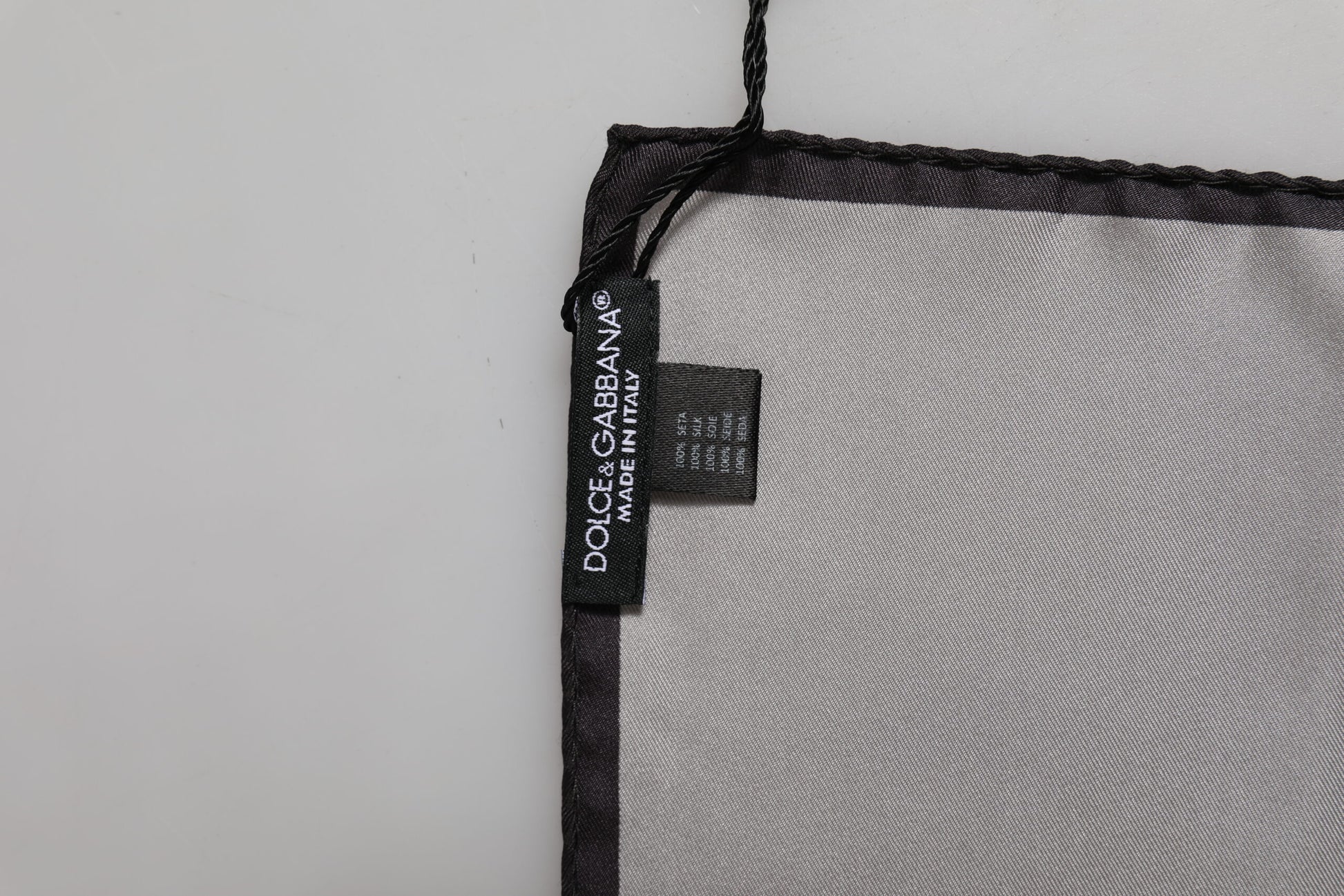 Gray DG Crown Silk Square Men Foulard Scarf