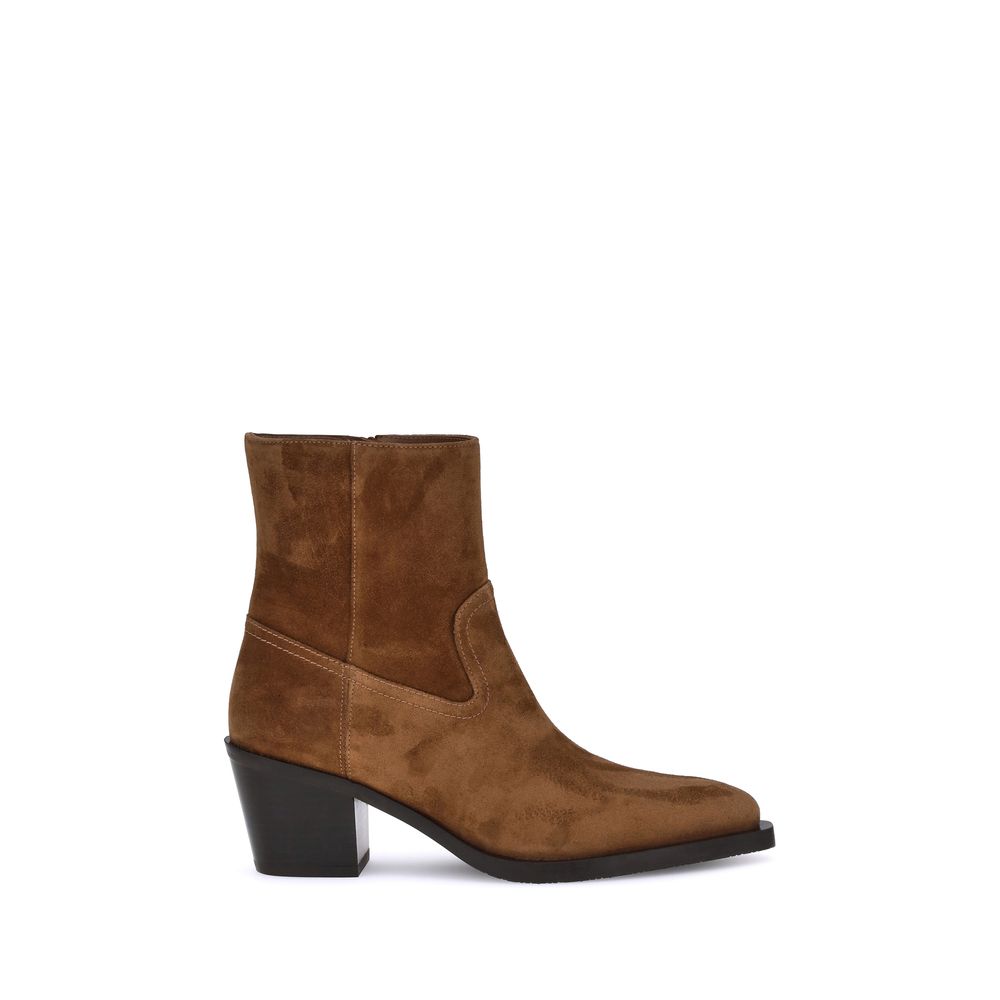 Brown Calf Leather Bos Taurus Ankle Boots