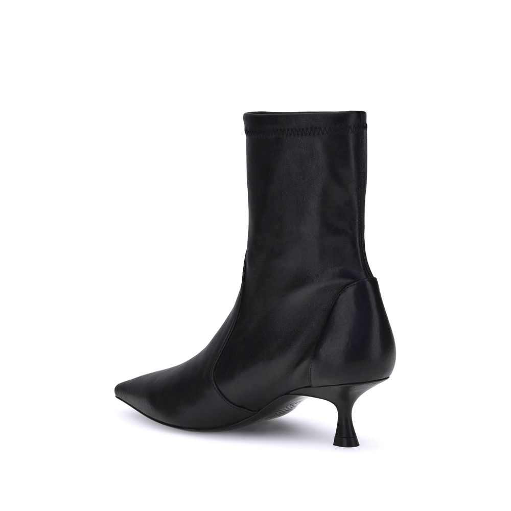 Black Calf Leather Bos Taurus Ankle Boots