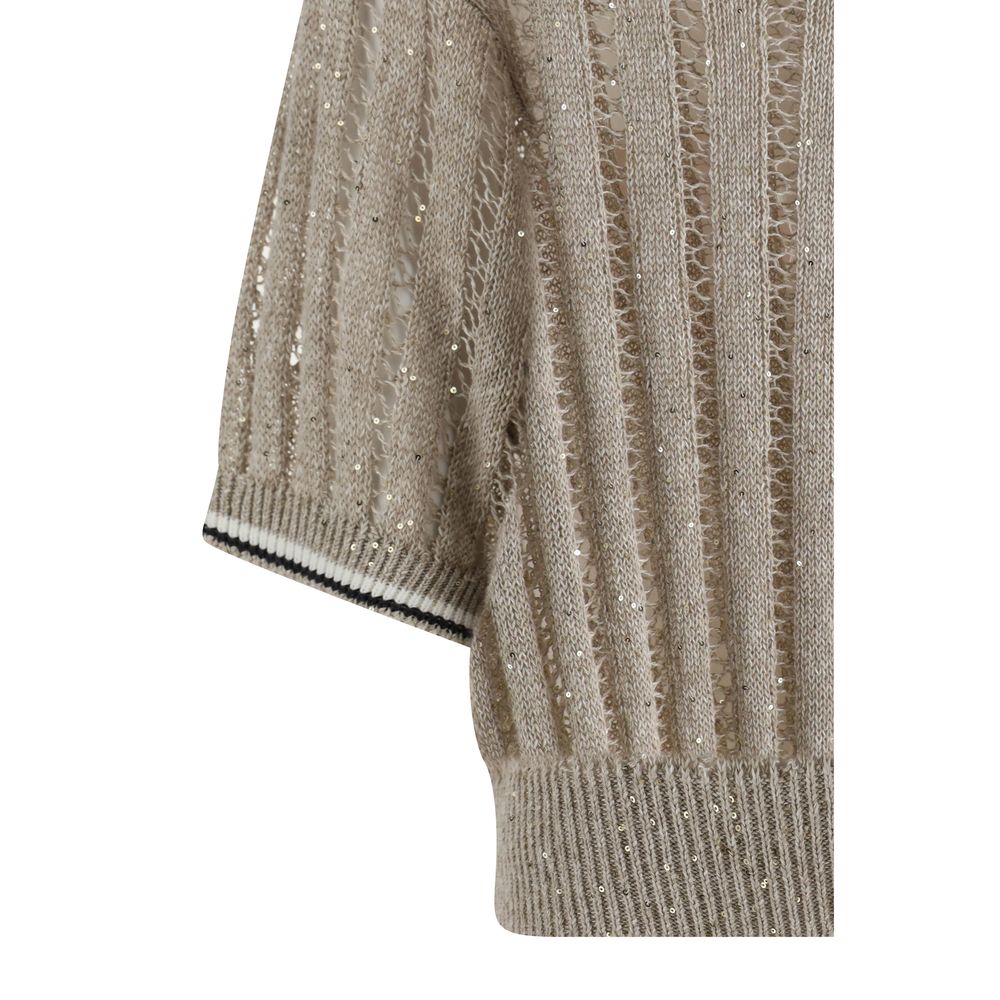 Openwork knit pattern Sweater with sequins