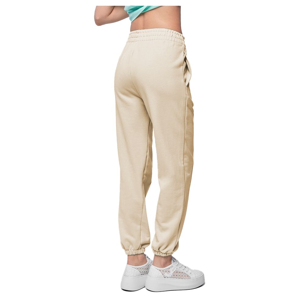 Beige Cotton Women Sweatpant