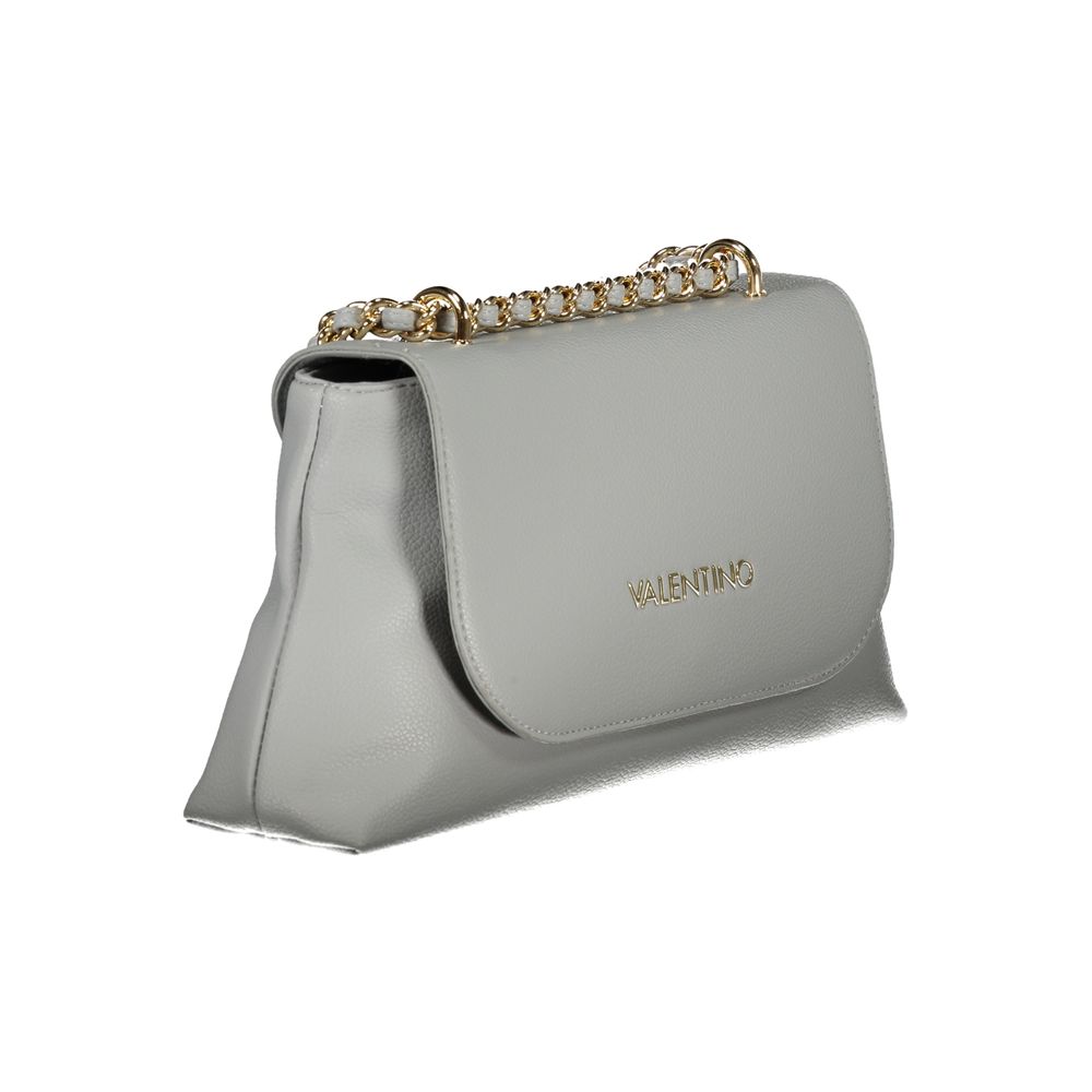 Gray Polyurethane Women's Bag with Chain Shoulder Strap