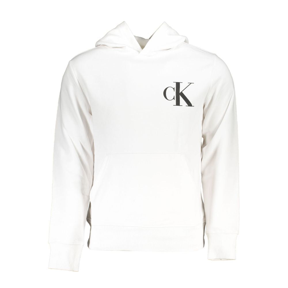 White Cotton Men Sweater with Hood