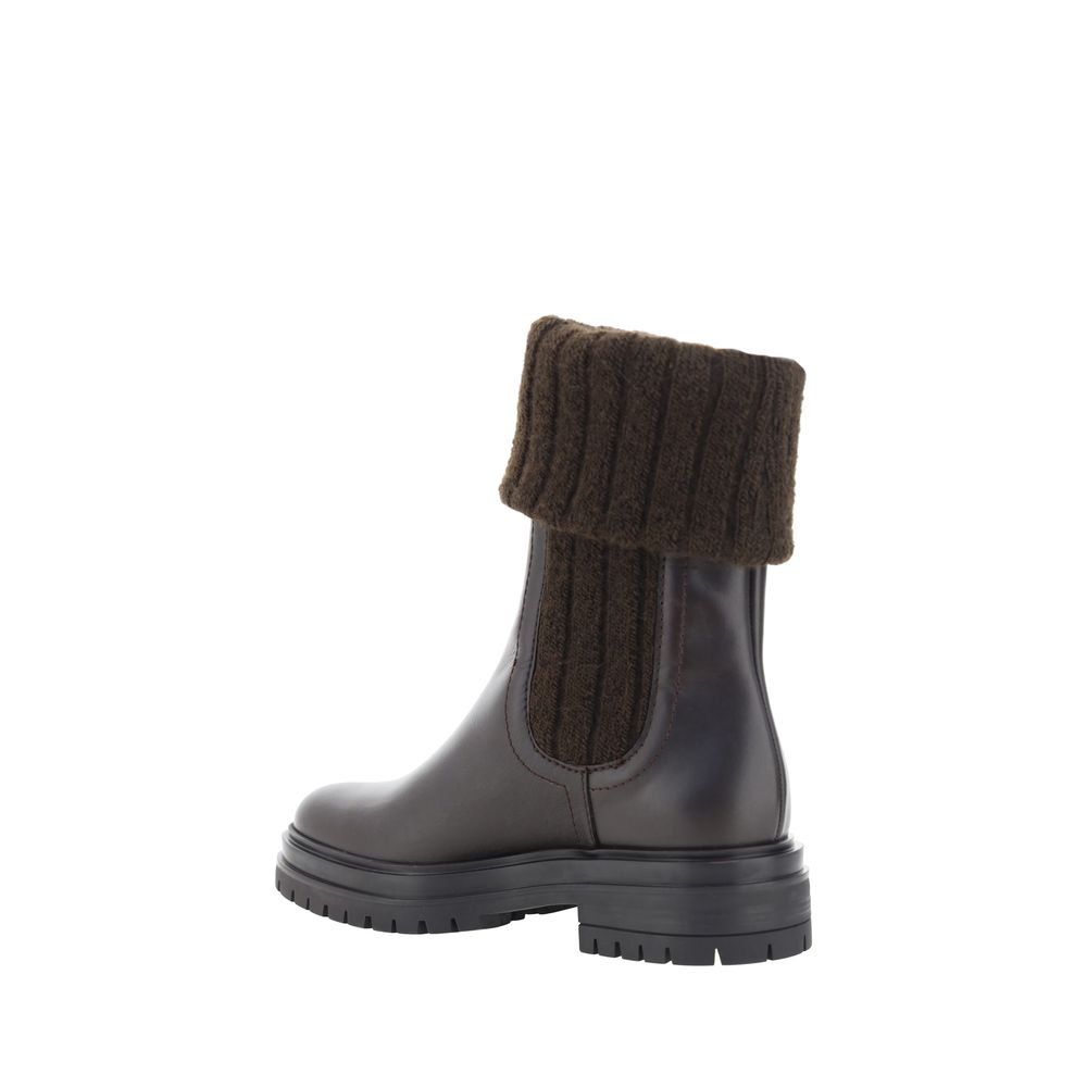 Black Calf Leather Bos Taurus Ankle Boots