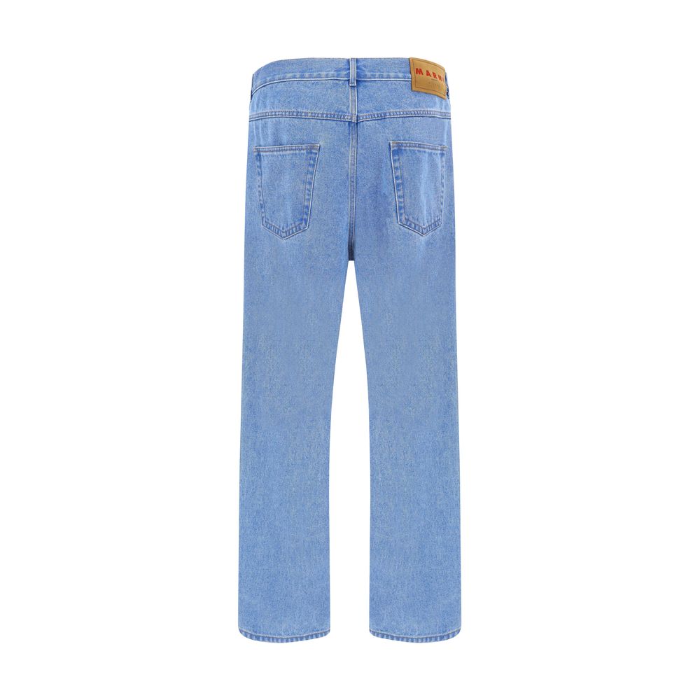 Light Blue Cotton Straight-Leg Jeans