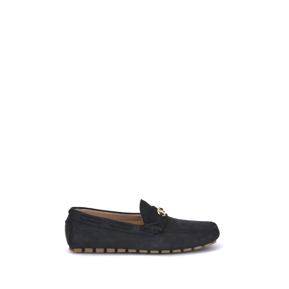 Black Rubber Slip-On Loafers