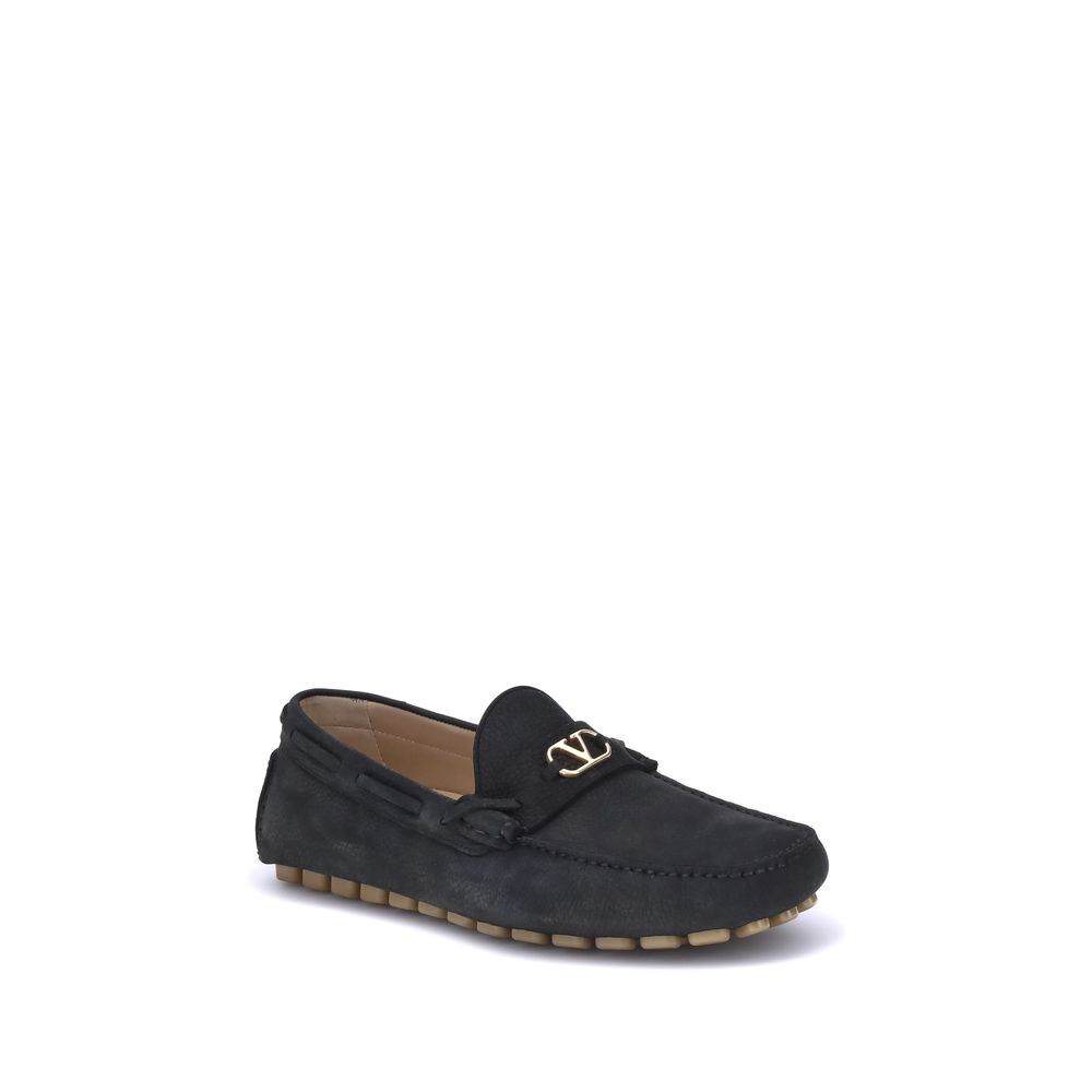 Black Rubber Slip-On Loafers