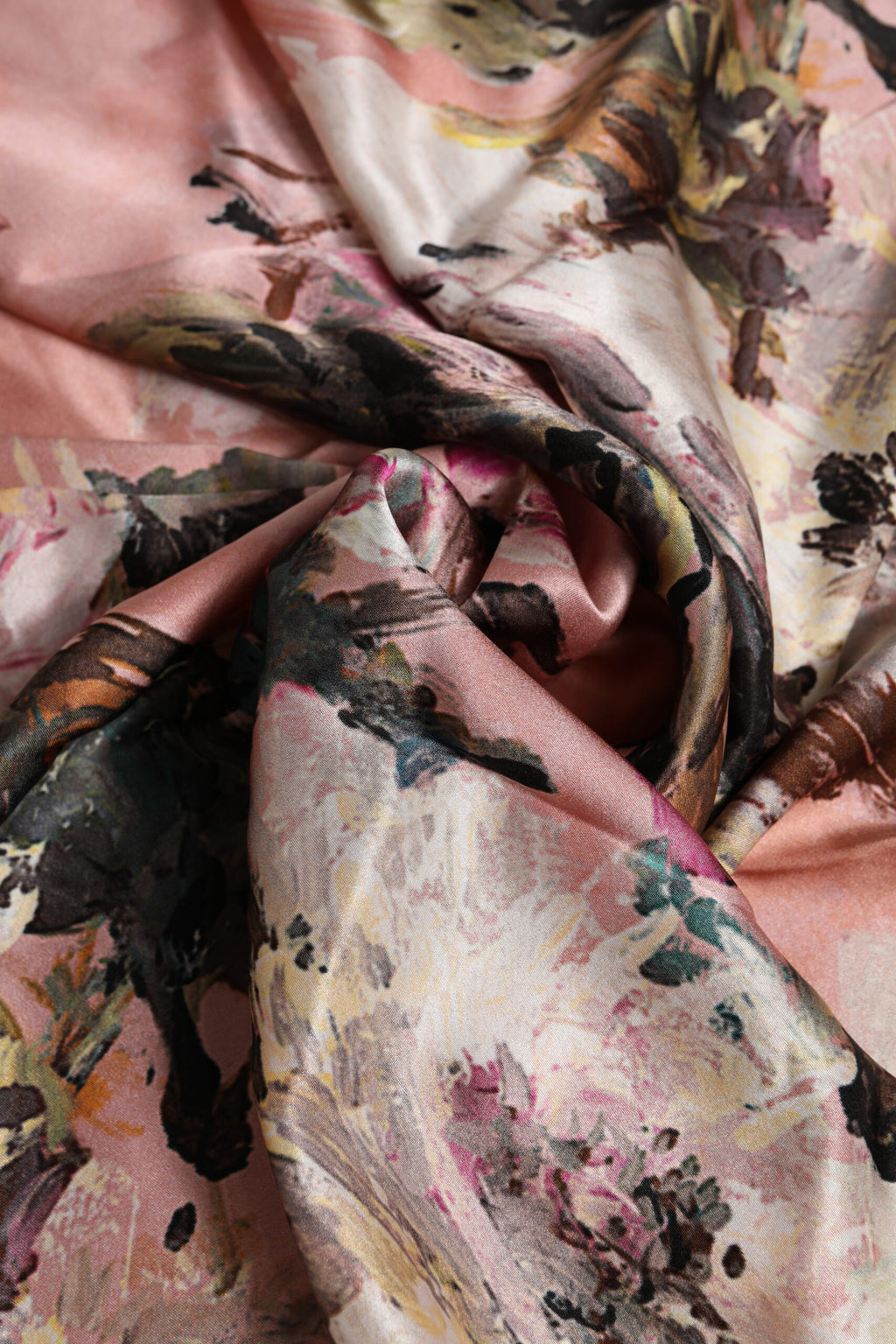 Pink Silk Floral Print Square Foulard Scarf
