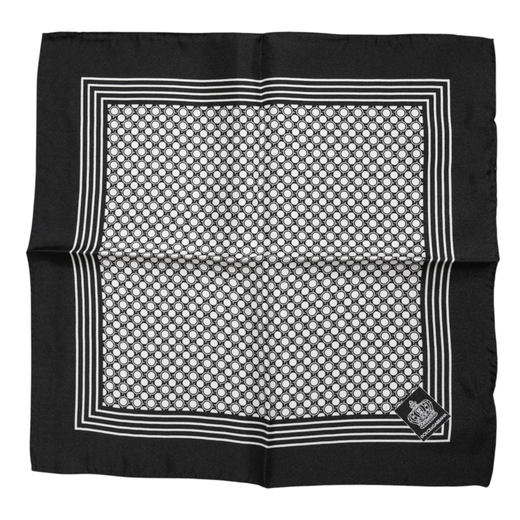 Black White Patterned Square Men Foulard Scarf