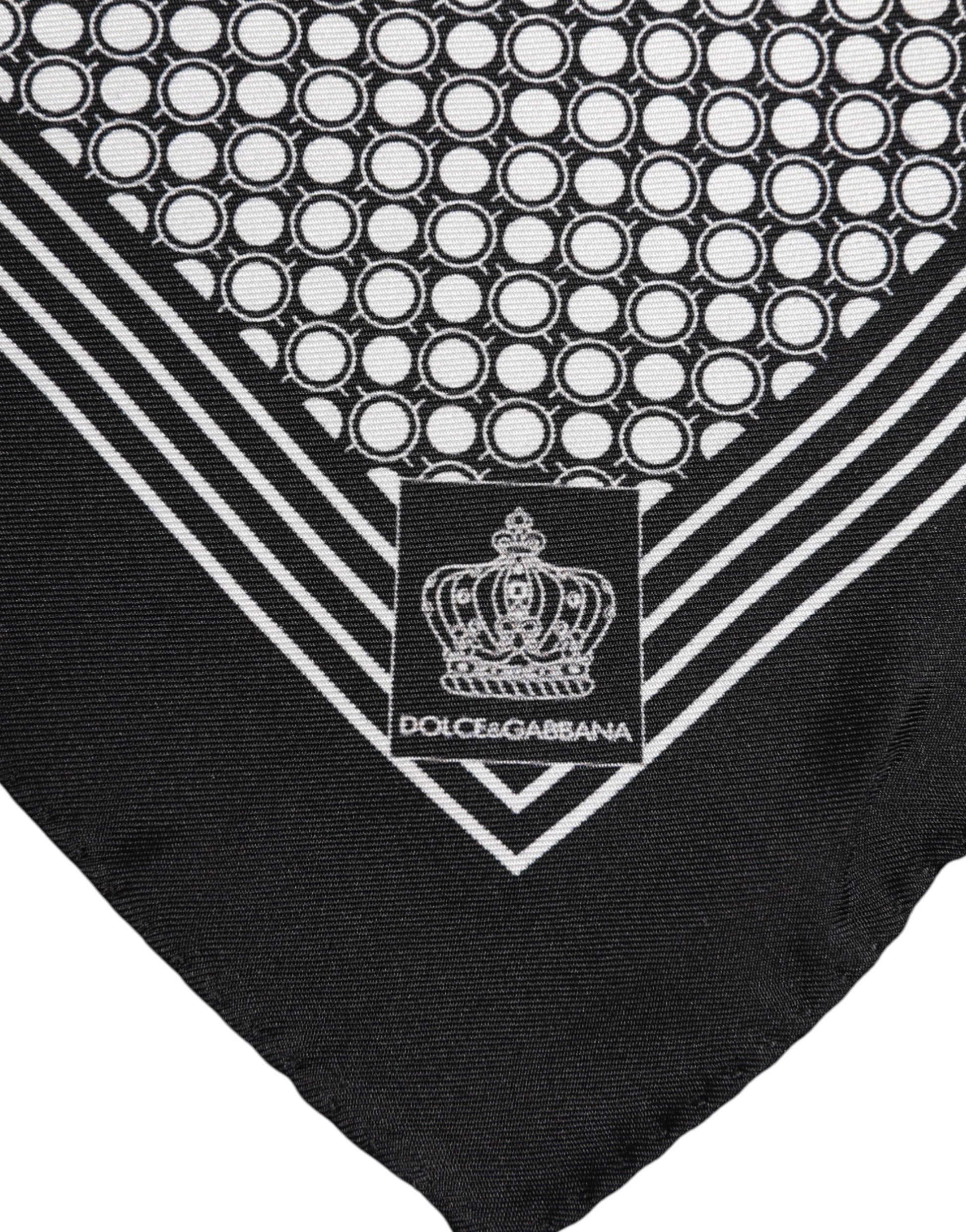 Black White Patterned Square Men Foulard Scarf
