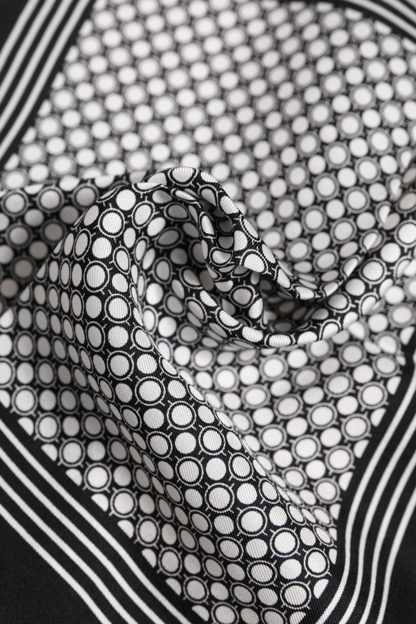 Black White Patterned Square Men Foulard Scarf