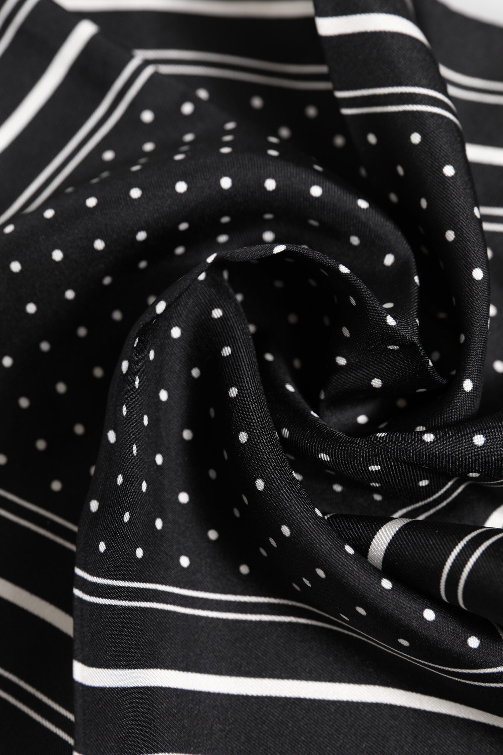 Black White Polka Dot Men Foulard Scarf