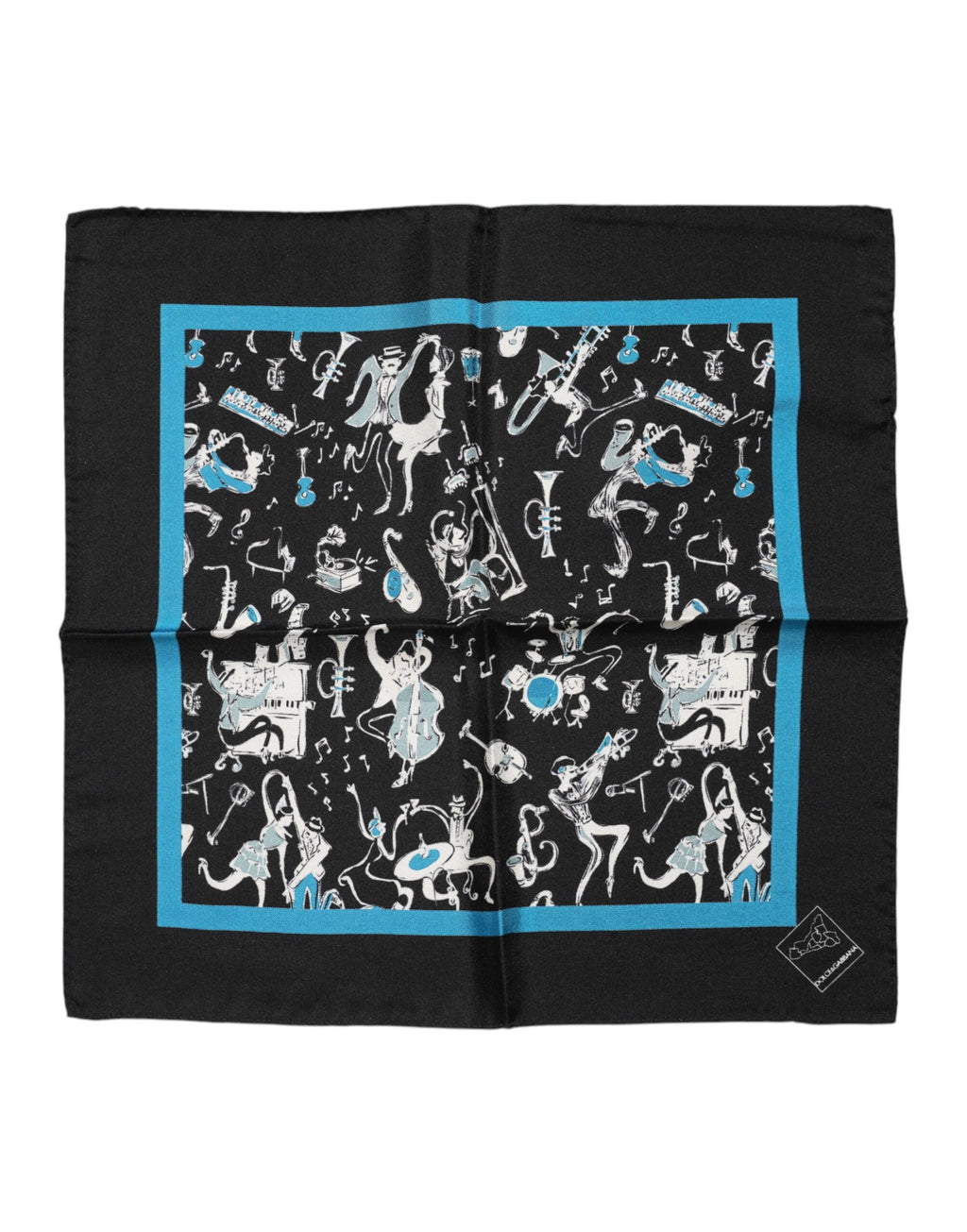 Black Jazz Club Silk Square Men Foulard Scarf