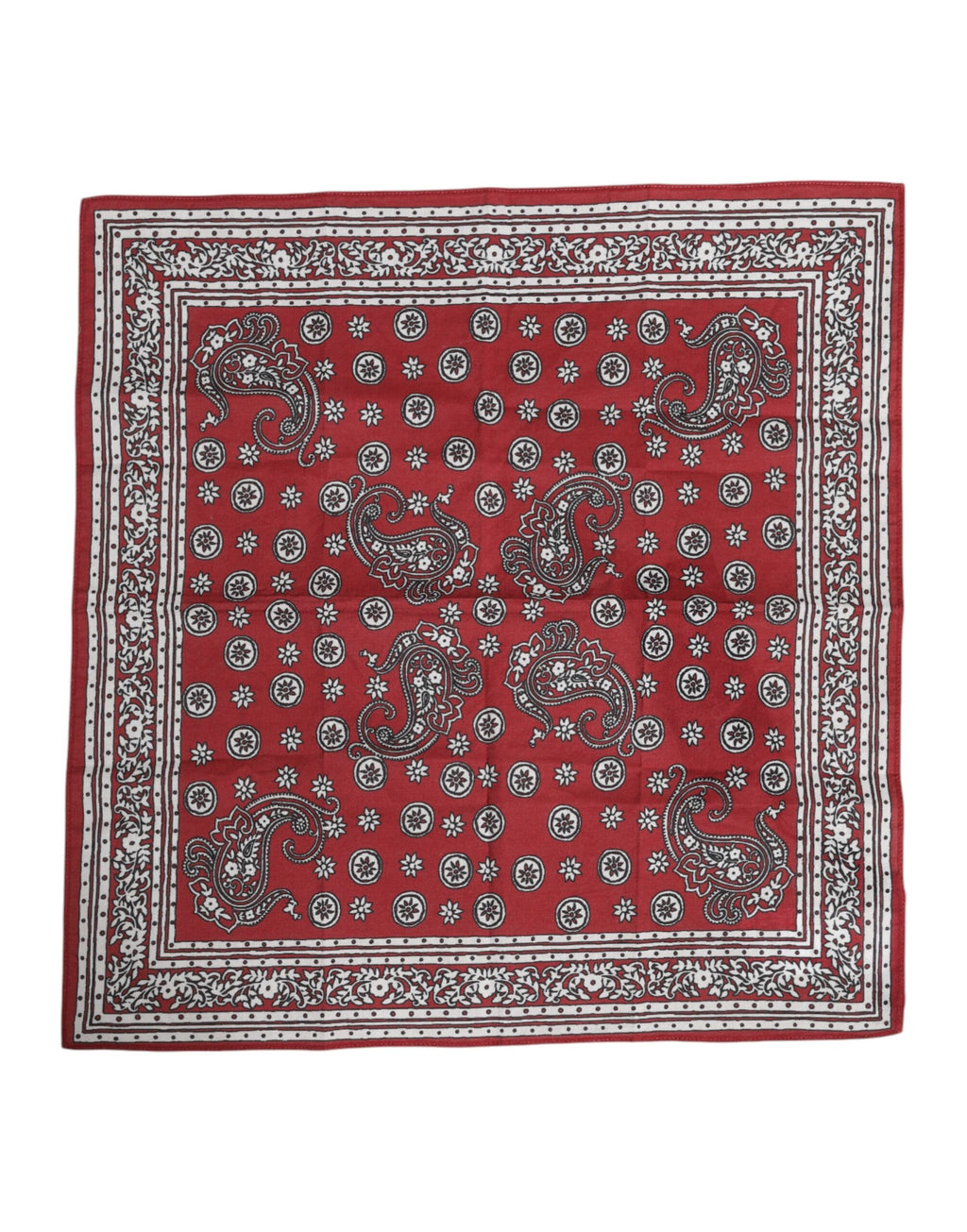Red Floral Cotton Square Foulard Scarf