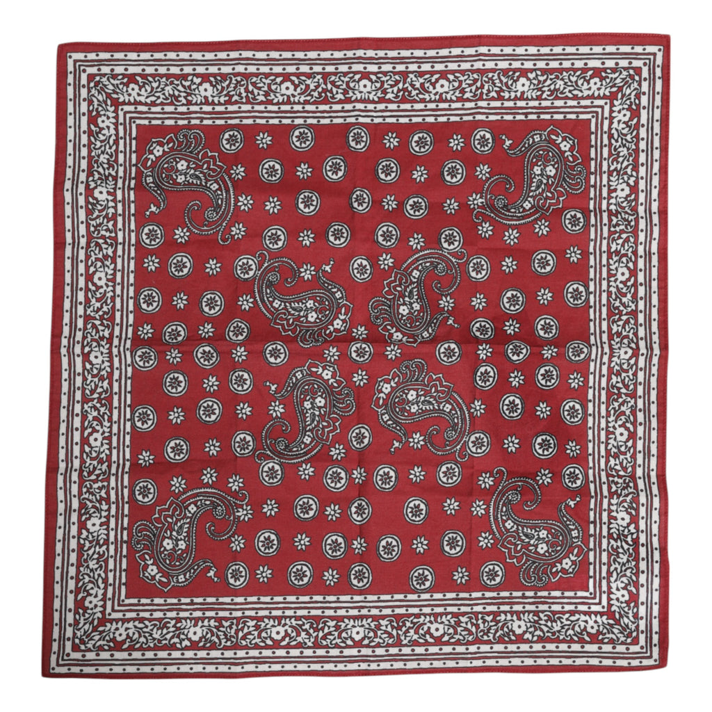 Red Floral Cotton Square Foulard Scarf
