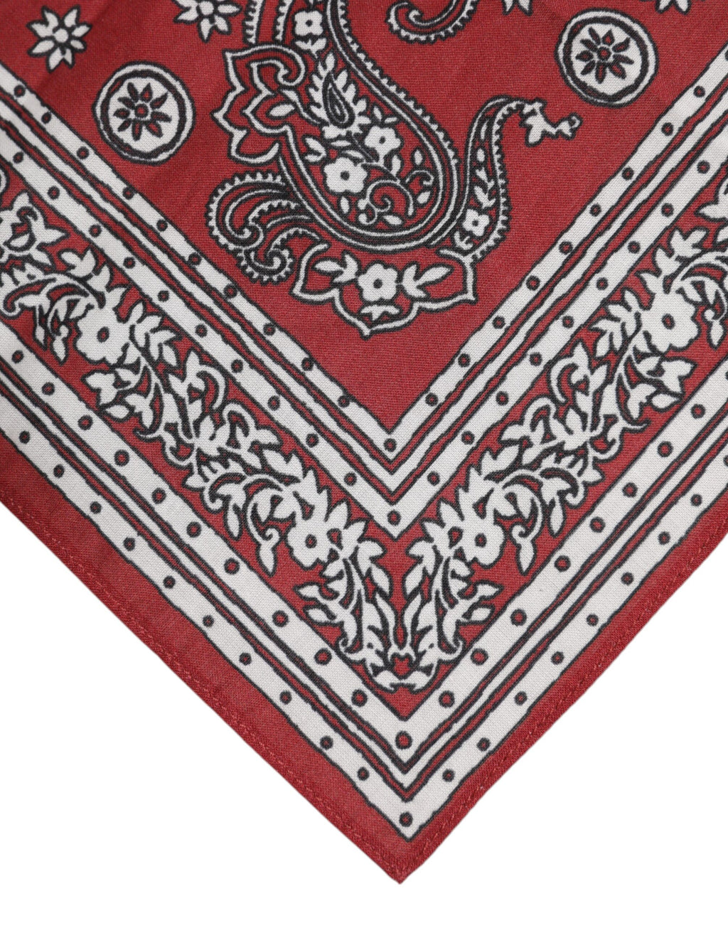Red Floral Cotton Square Foulard Scarf
