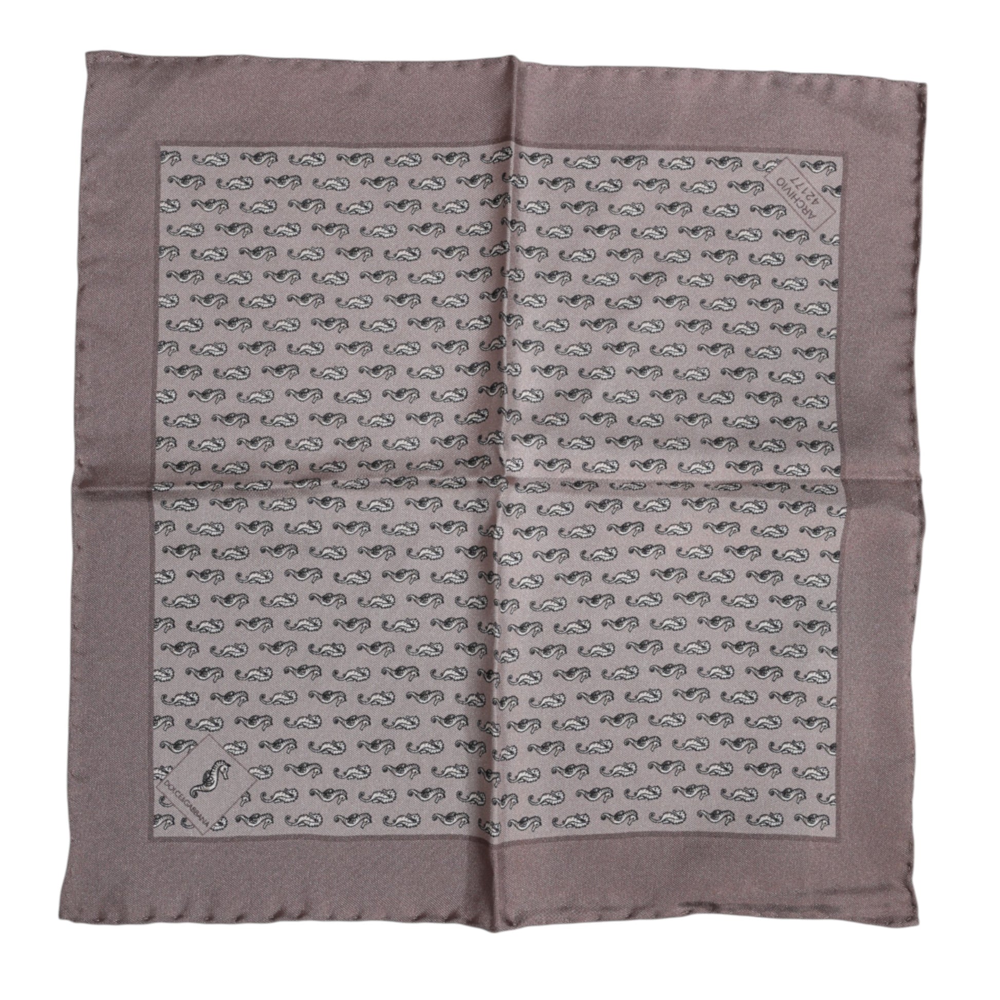 Brown Sea Horse Silk Square Foulard Scarf