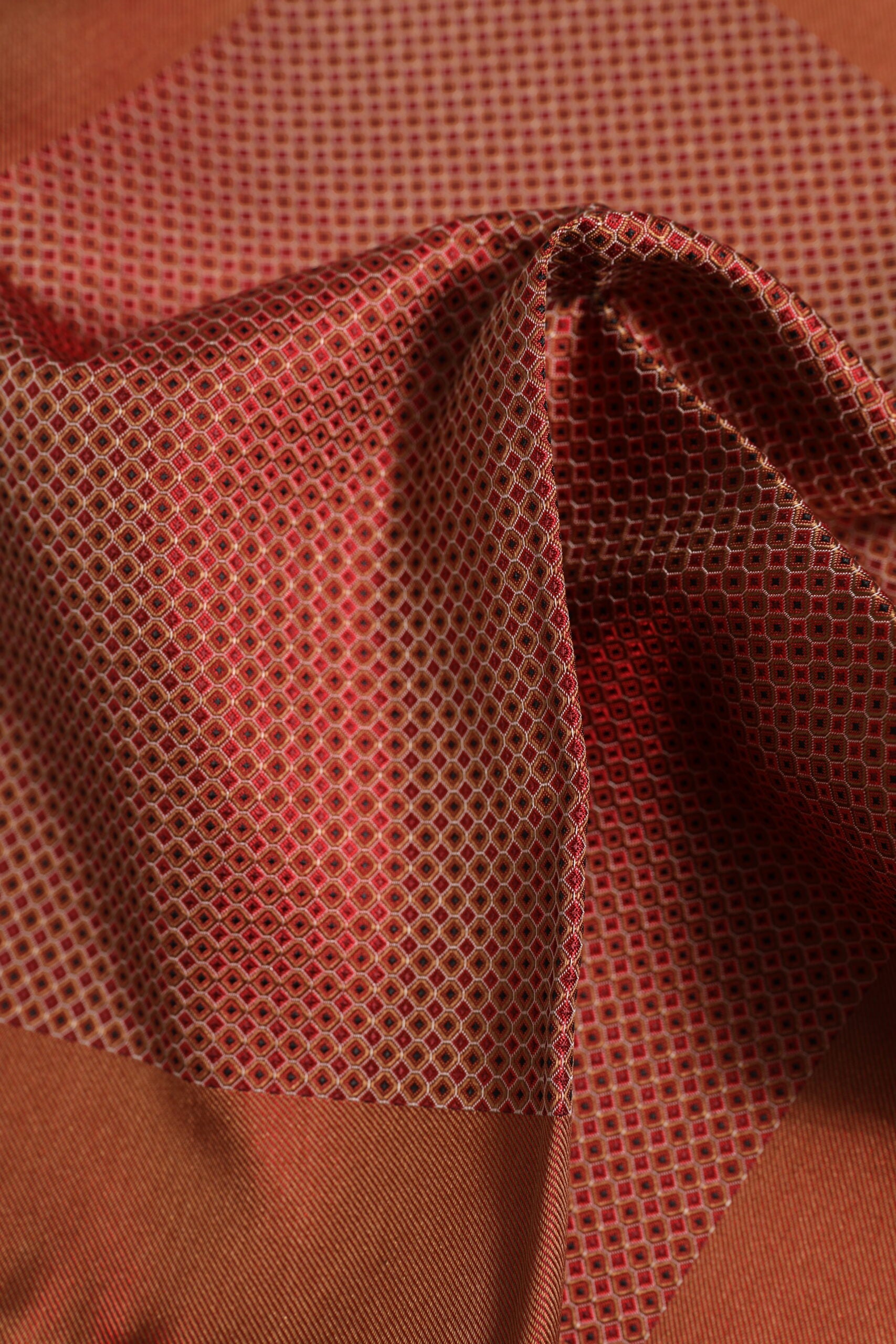 Orange Silk Square Men Foulard Scarf