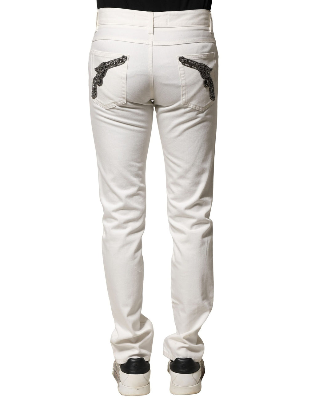 White Cotton Skinny Men Denim Jeans