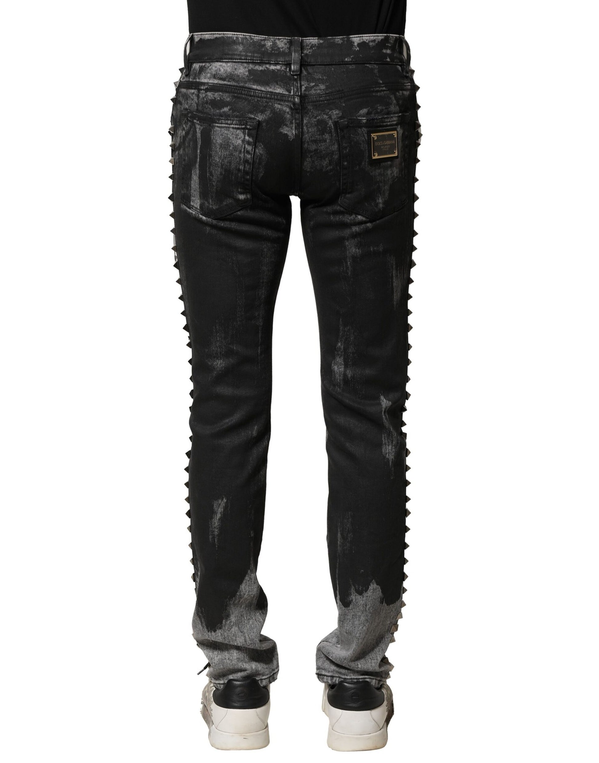 Black Washed Embellished Skinny Denim Jeans