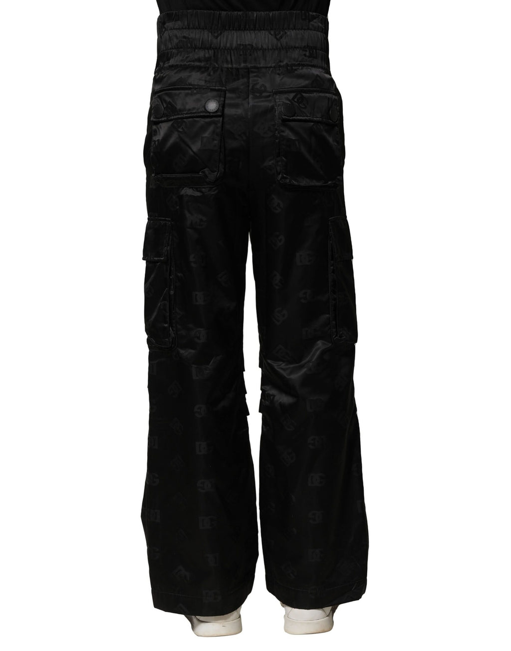 Black Nylon DG Logo Straight Pants