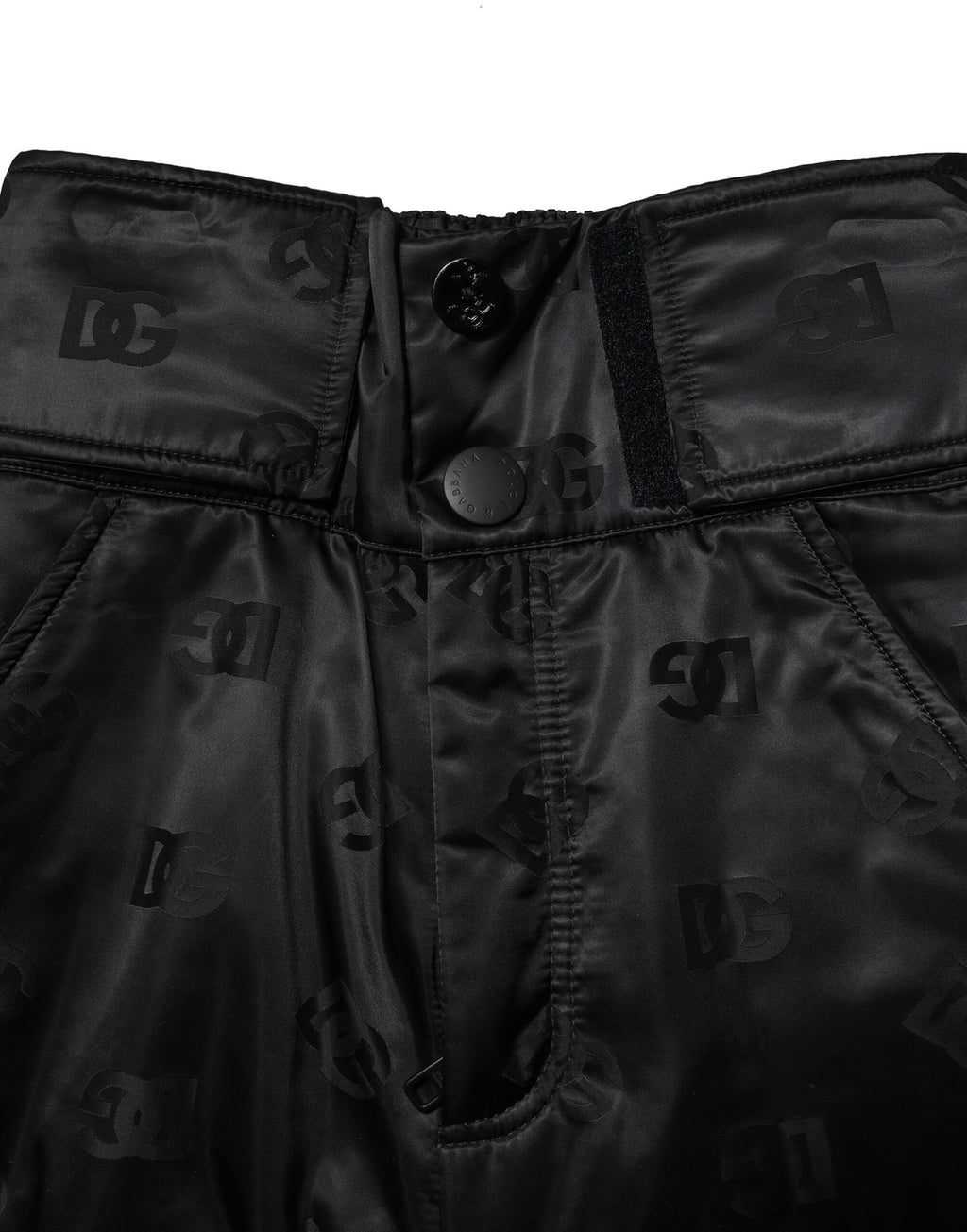 Black Nylon DG Logo Straight Pants