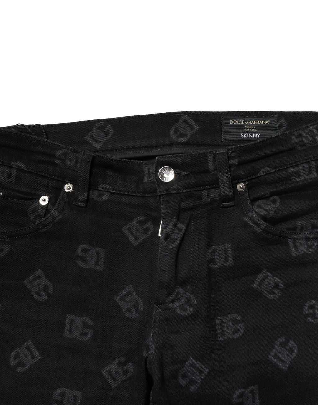 Black Cotton DG Logo Skinny Men Denim Jeans