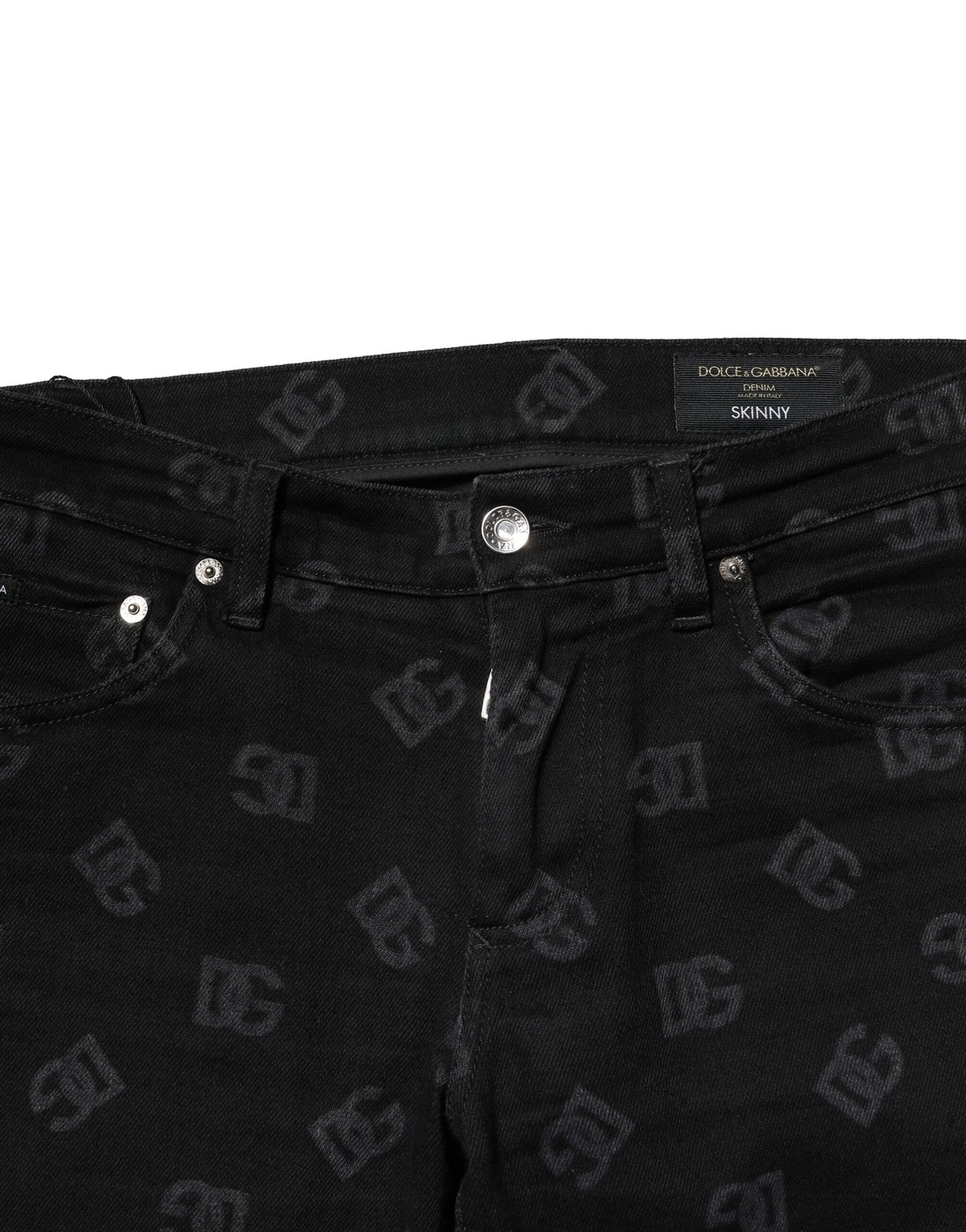 Black Cotton DG Logo Skinny Men Denim Jeans
