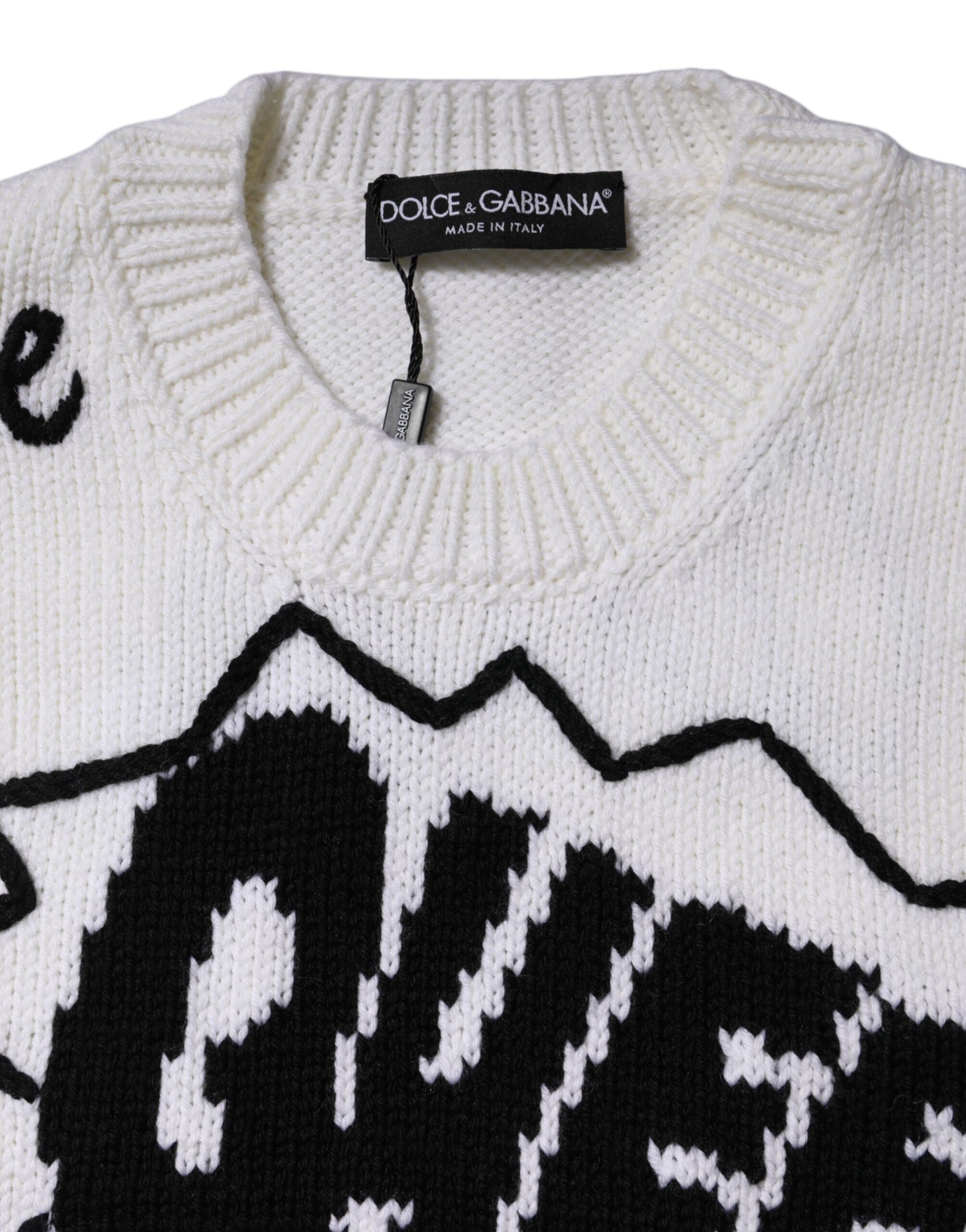 White Wool Knit Crew Neck Pullover Sweater