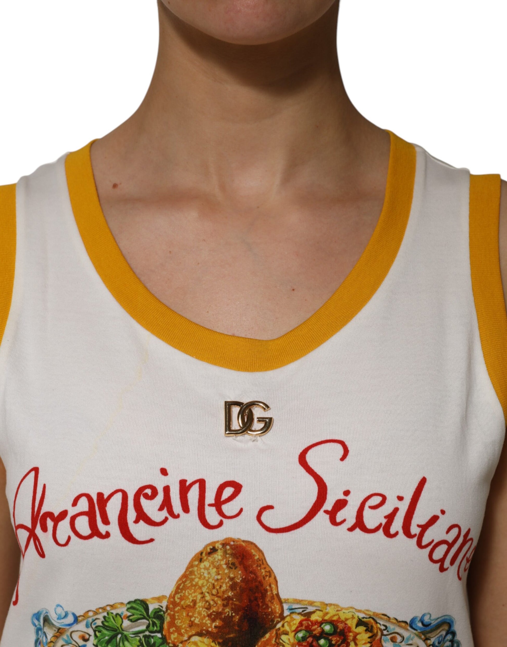White Araneine Siciliane Sleeveless Tank Top