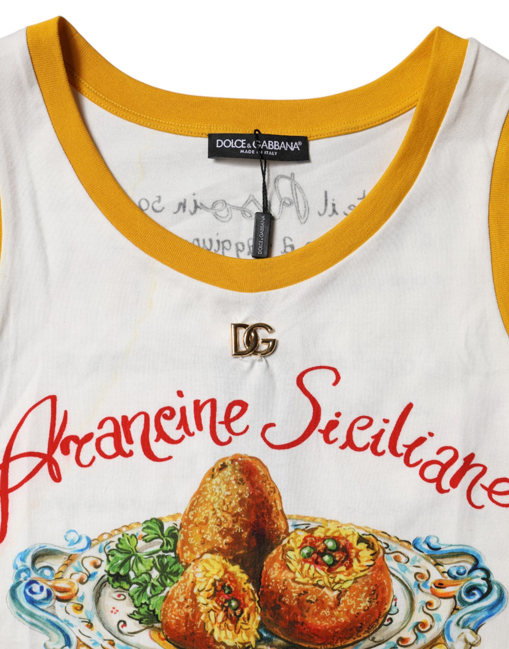 White Araneine Siciliane Sleeveless Tank Top