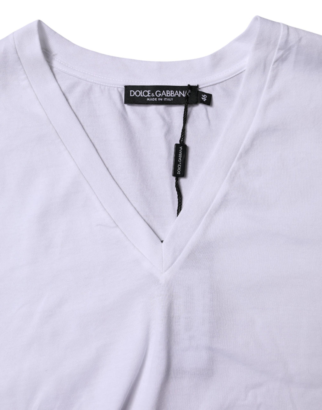 White Cotton Short Sleeves V-neck T-shirt