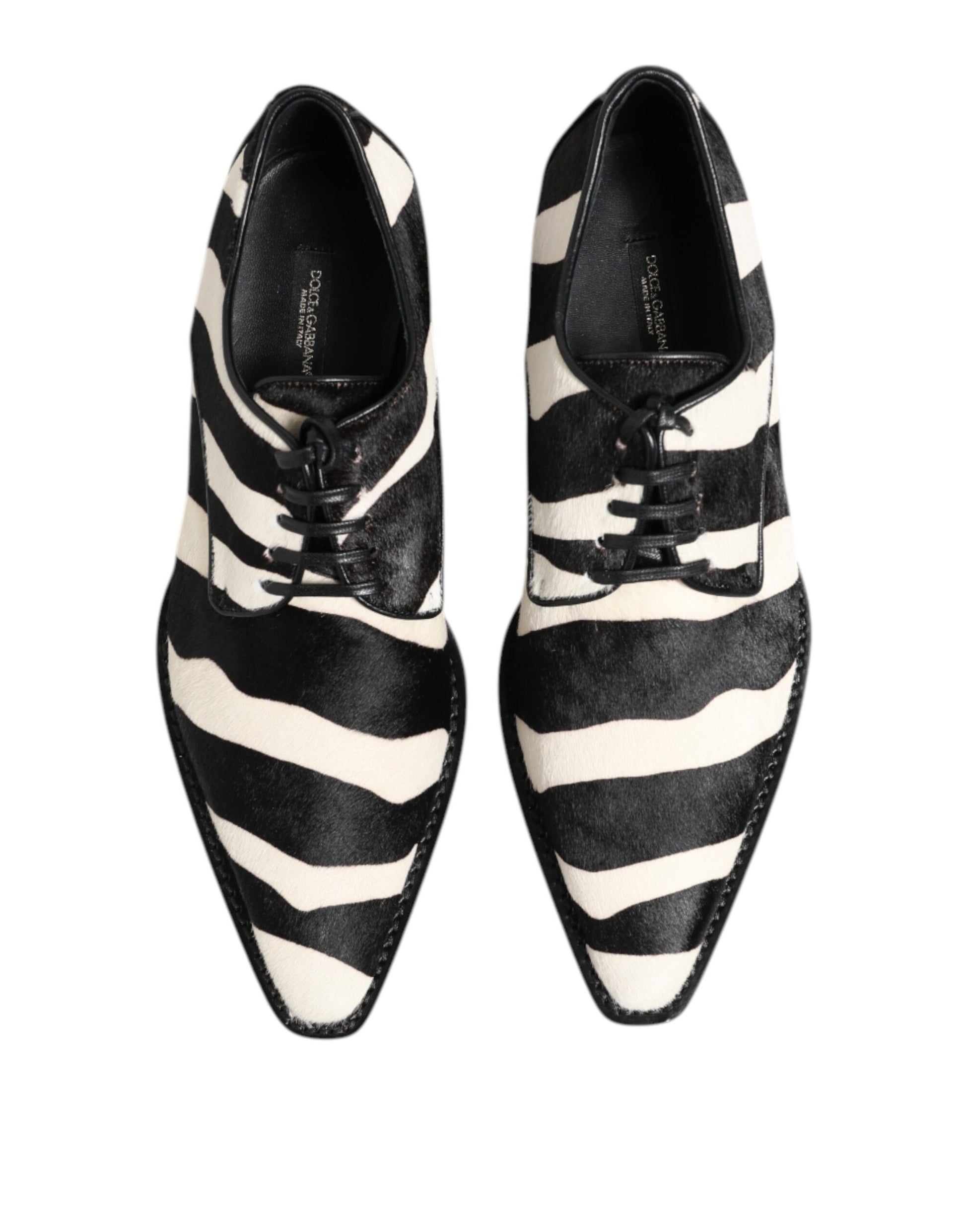 Black White Zebra Pony Fur Dress Shoes