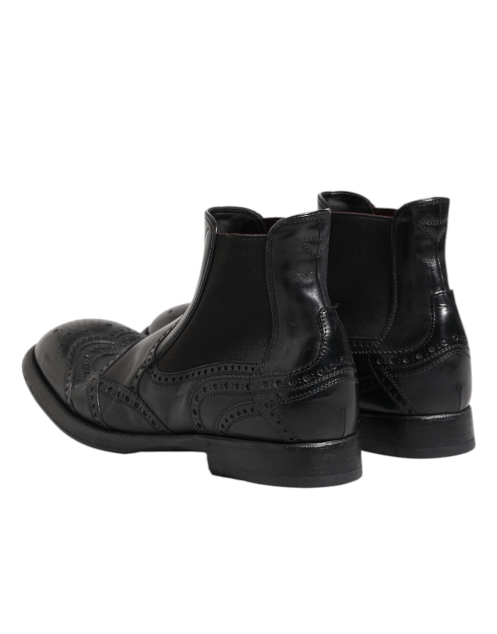 Black Leather Ankle Boots Slip On Shoes